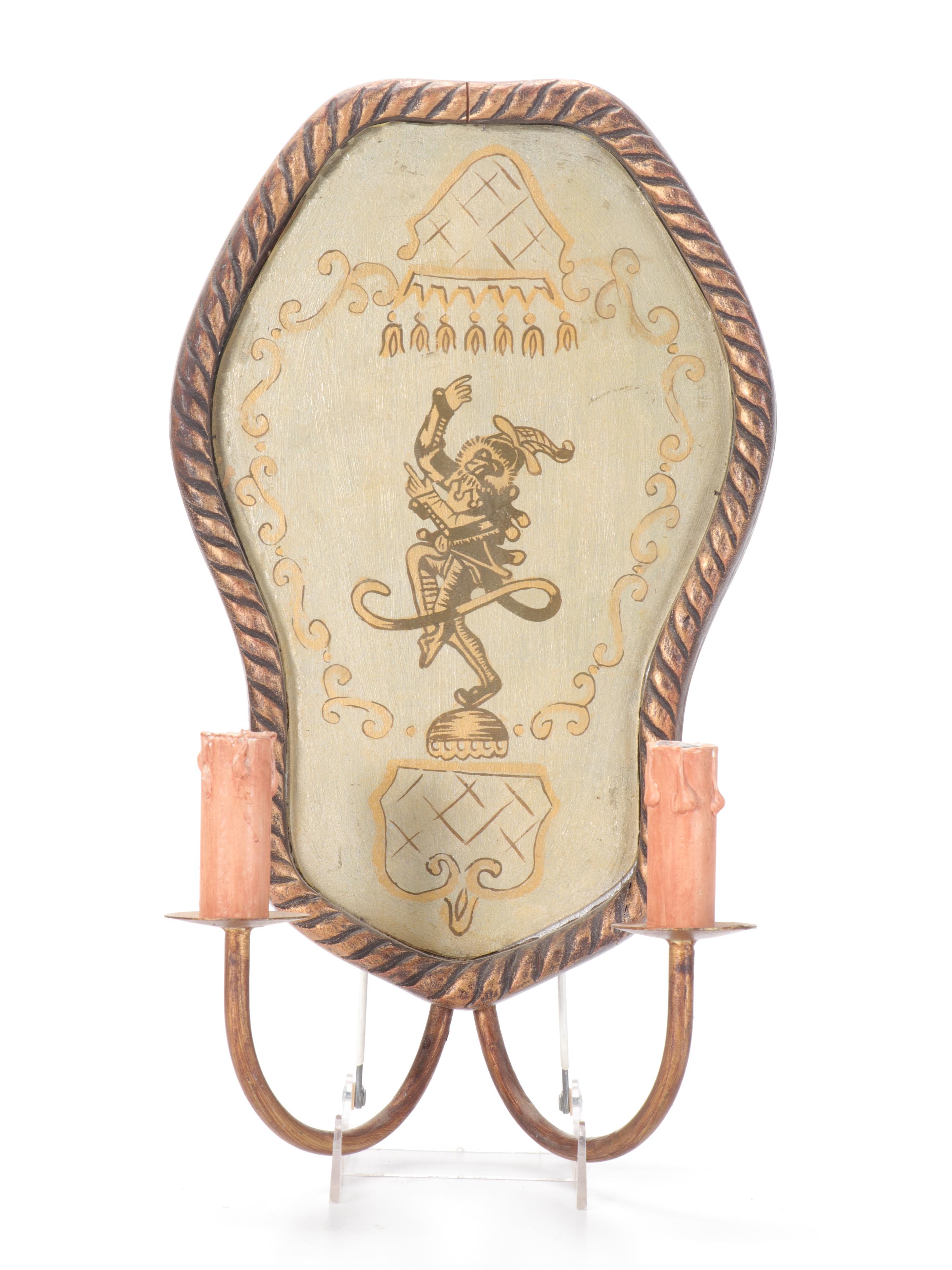 Harlequin Monkey Two-Arm Wall Sconces With Leopard Print Shades