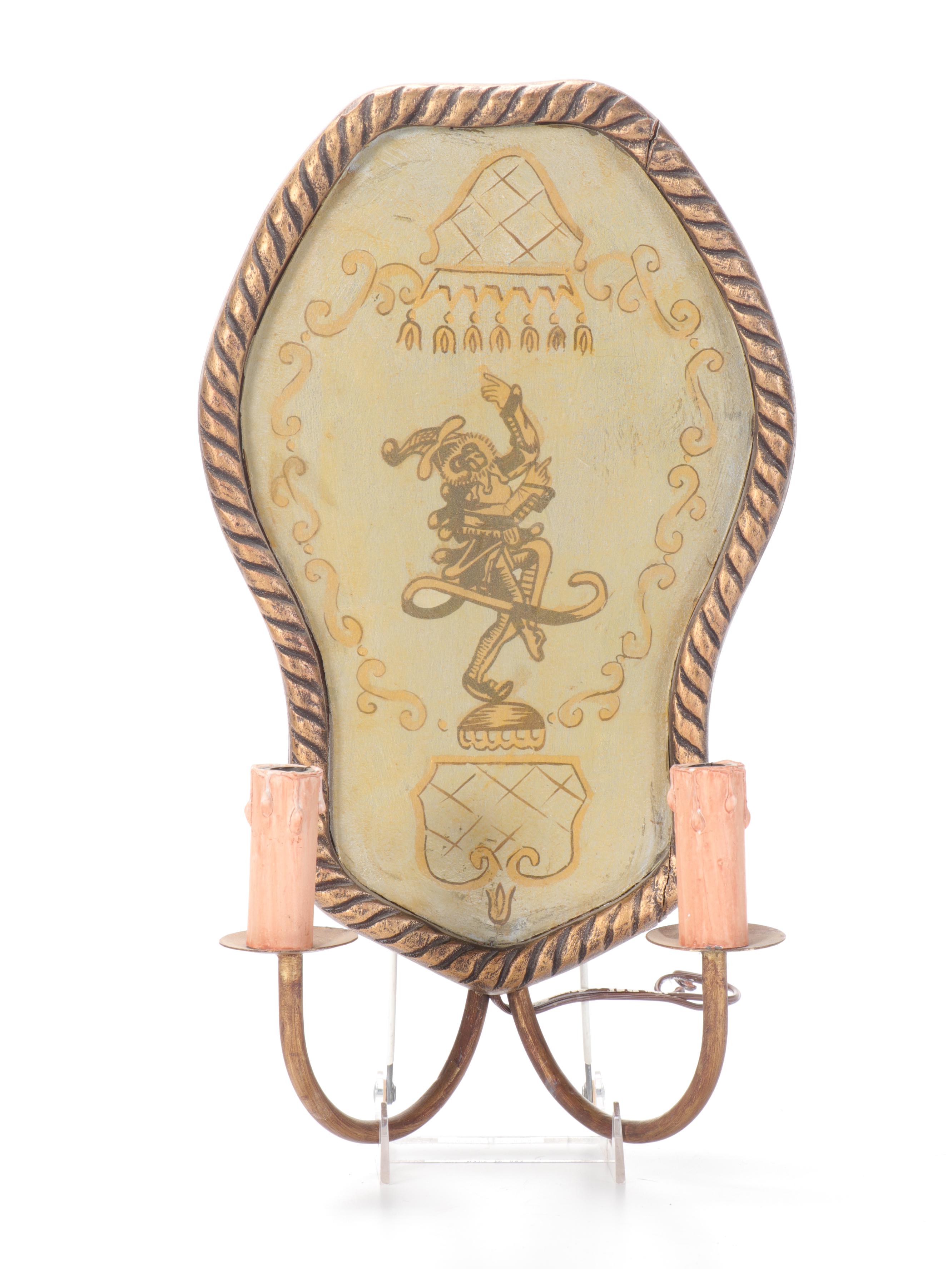 Harlequin Monkey Two-Arm Wall Sconces With Leopard Print Shades