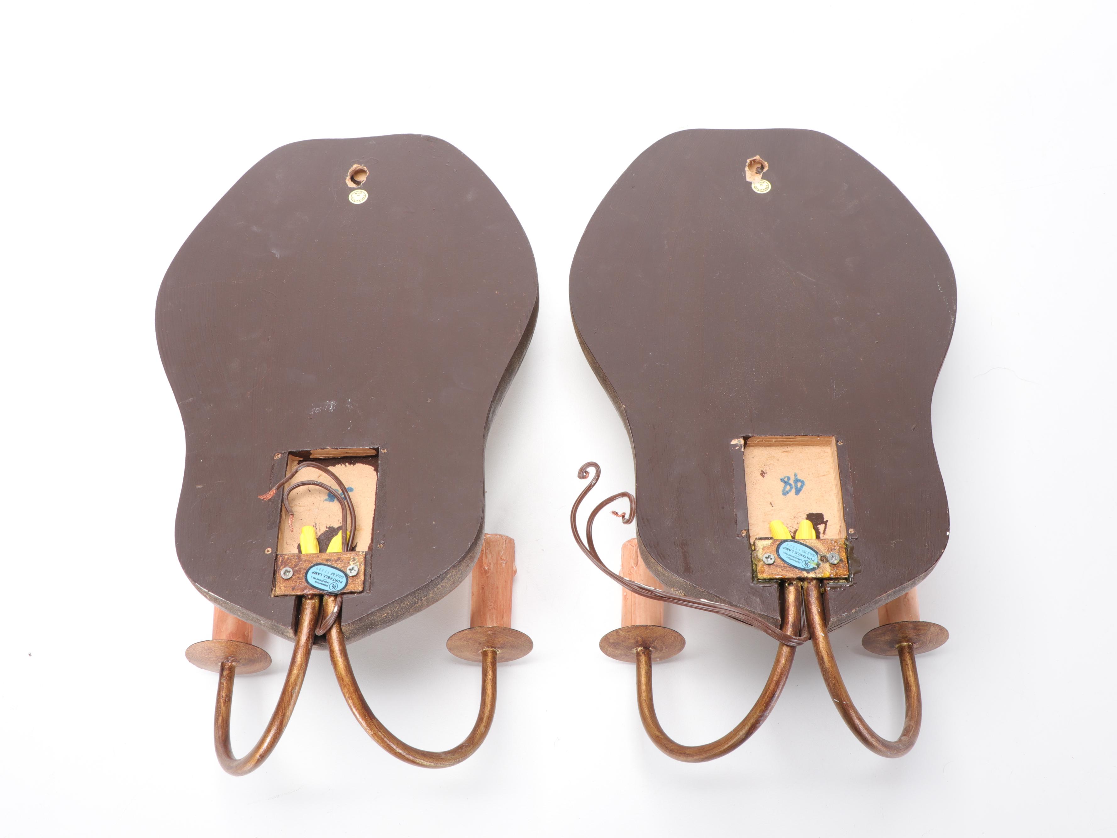 Harlequin Monkey Two-Arm Wall Sconces With Leopard Print Shades