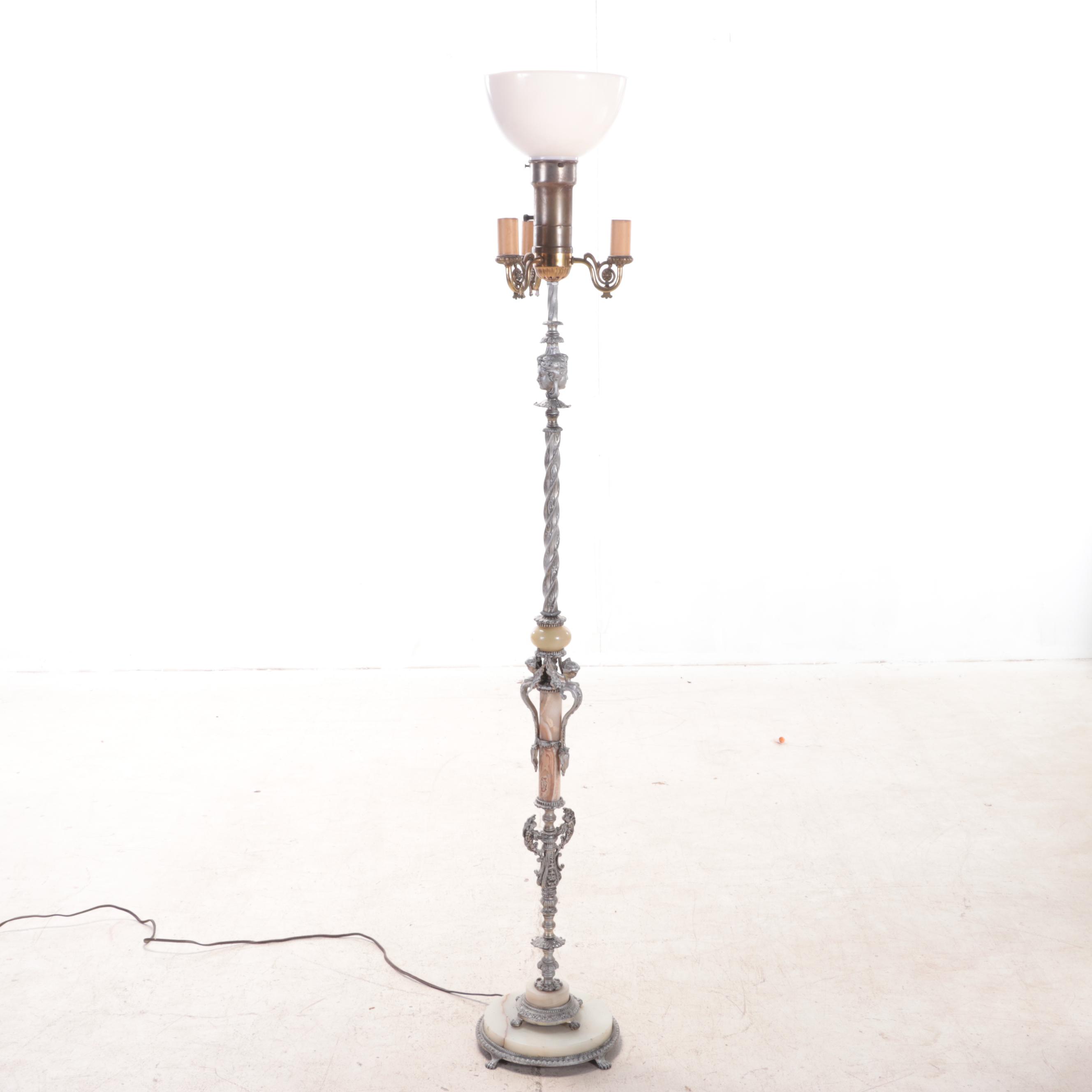 Victorian Style Cast Metal Faux Candelabra Floor Lamp, Early 20th Century