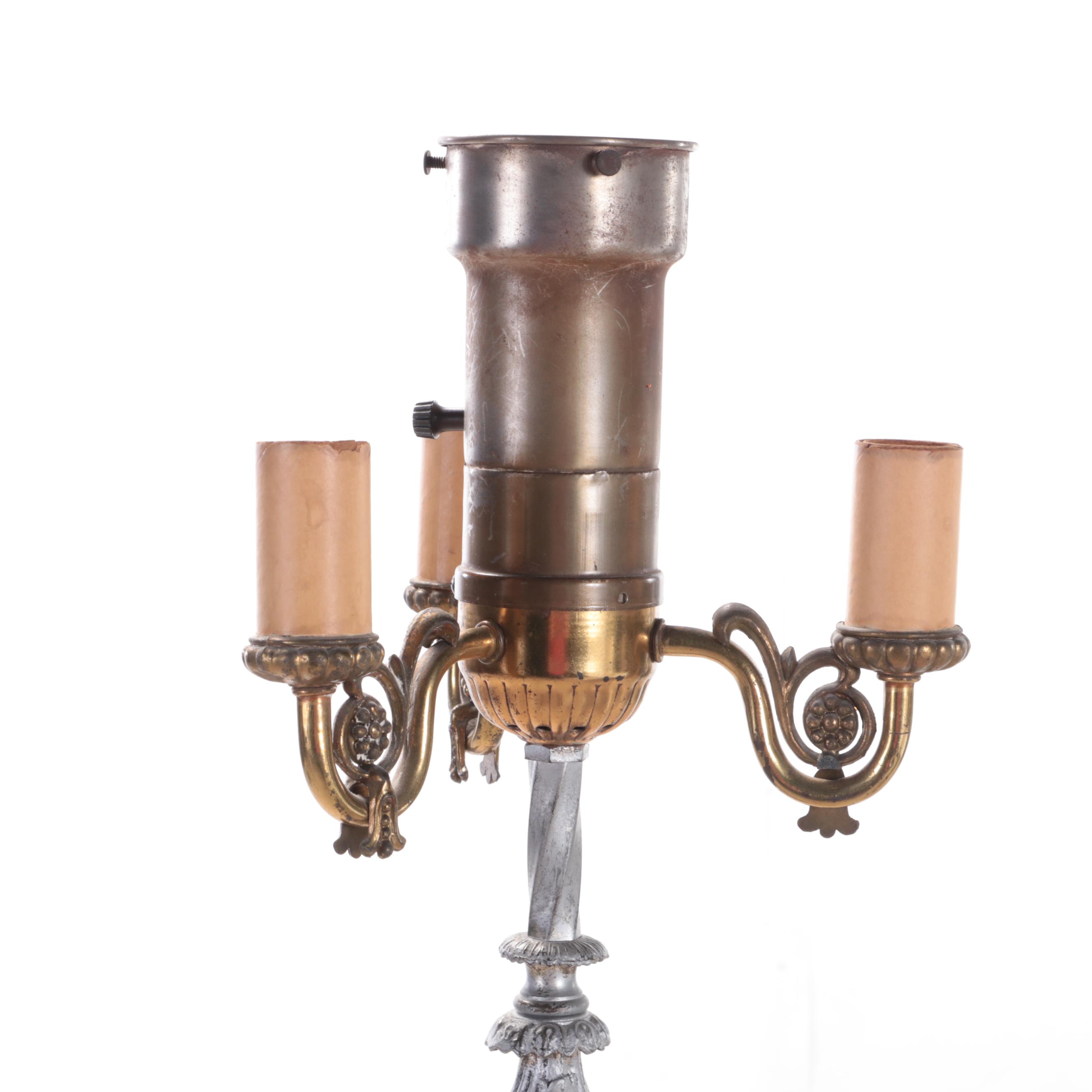 Victorian Style Cast Metal Faux Candelabra Floor Lamp, Early 20th Century
