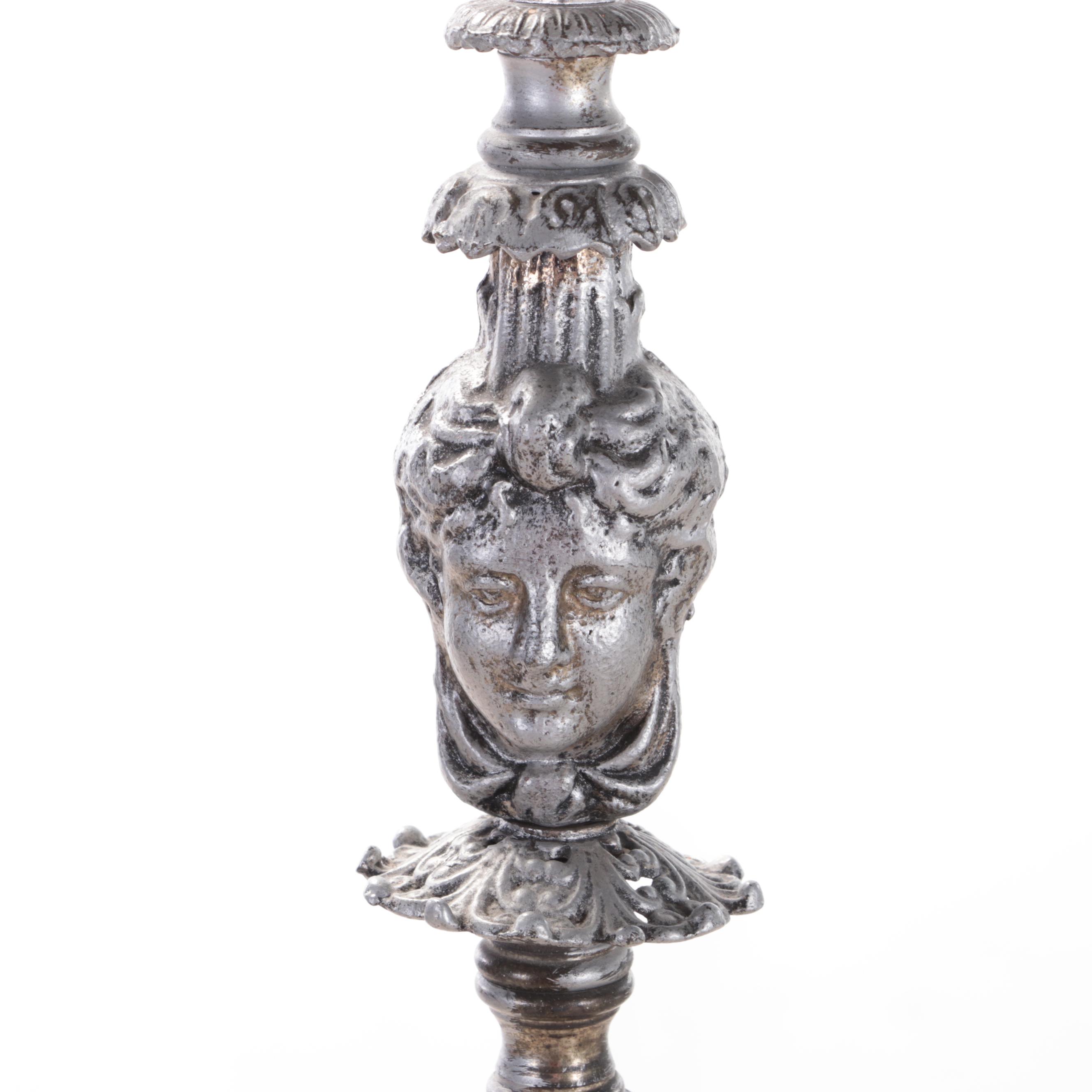 Victorian Style Cast Metal Faux Candelabra Floor Lamp, Early 20th Century