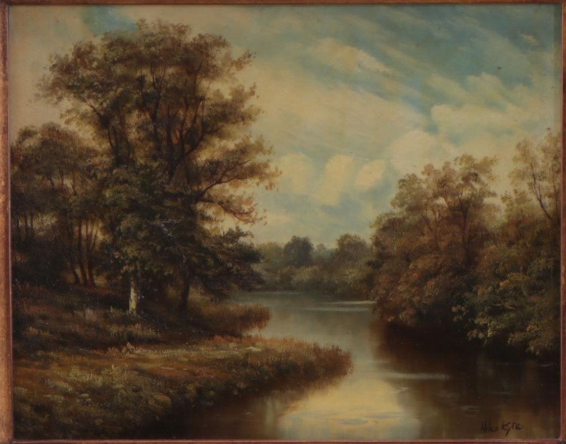 Landscape Oil Painting of Forest, Mid-20th Century