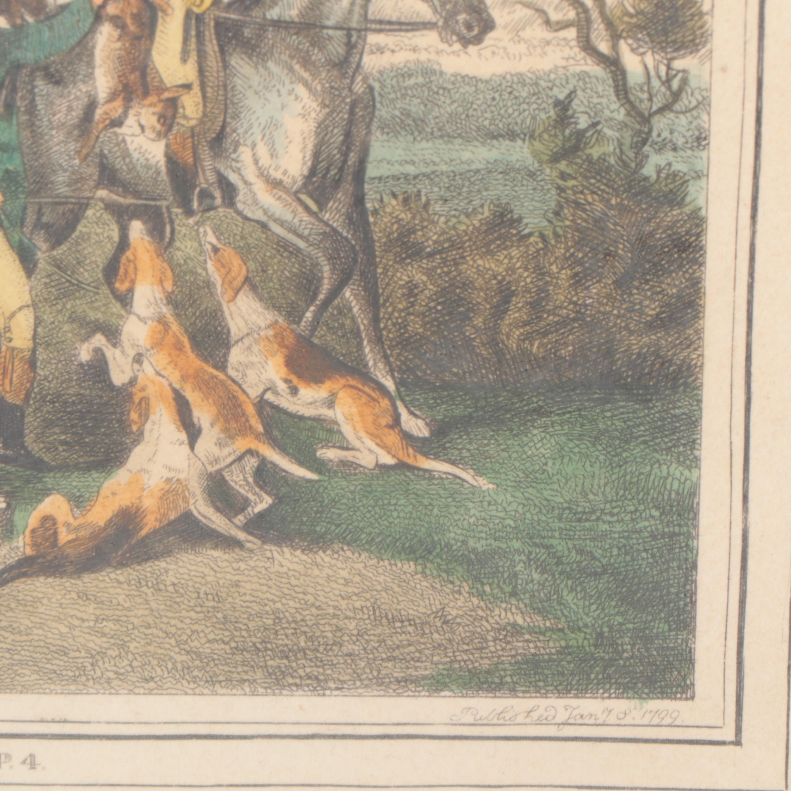 Hand-Colored Engravings After Samuel Howitt from Hare Hunting Series