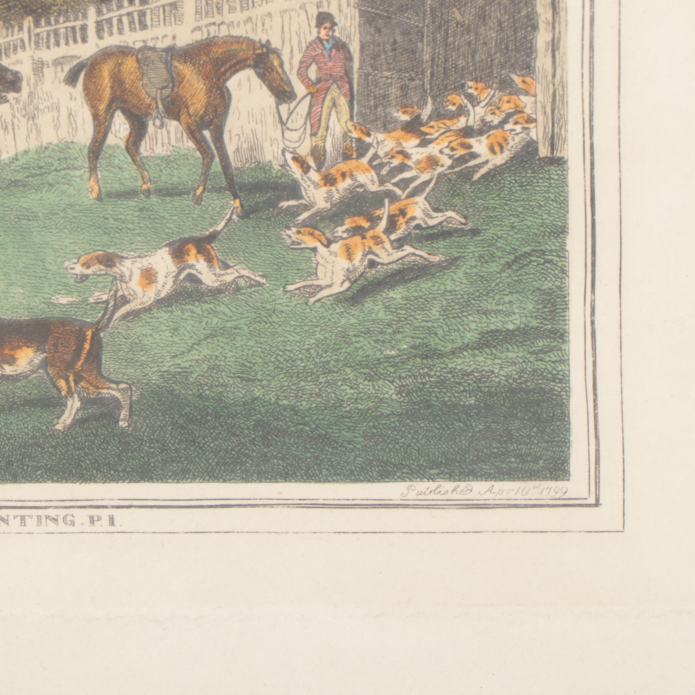 Hand-Colored Engravings After Samuel Howitt from Hare Hunting Series