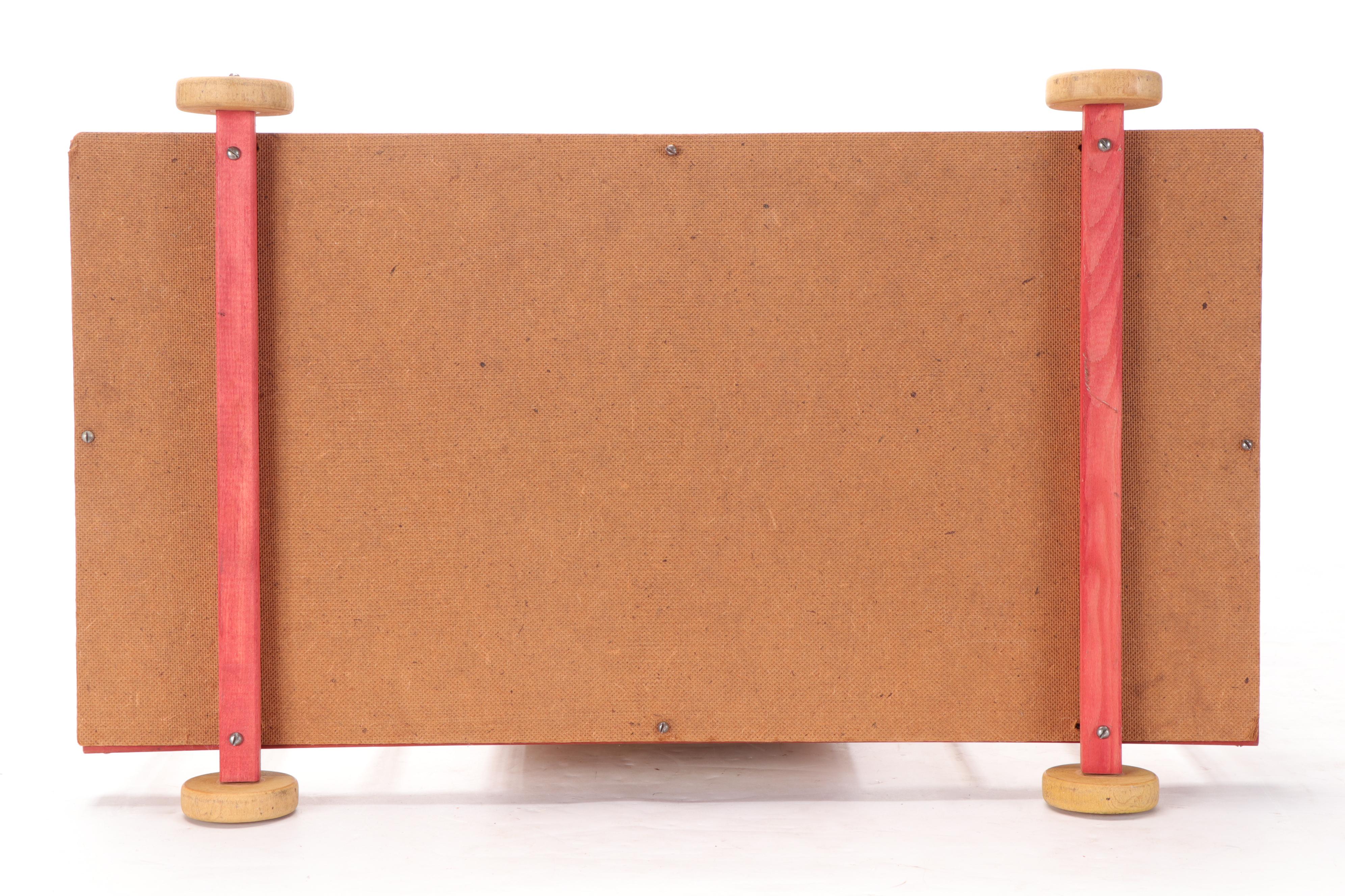 Painted Wooden Circus Wagon Toy Chest with Wooden Cutout Clowns