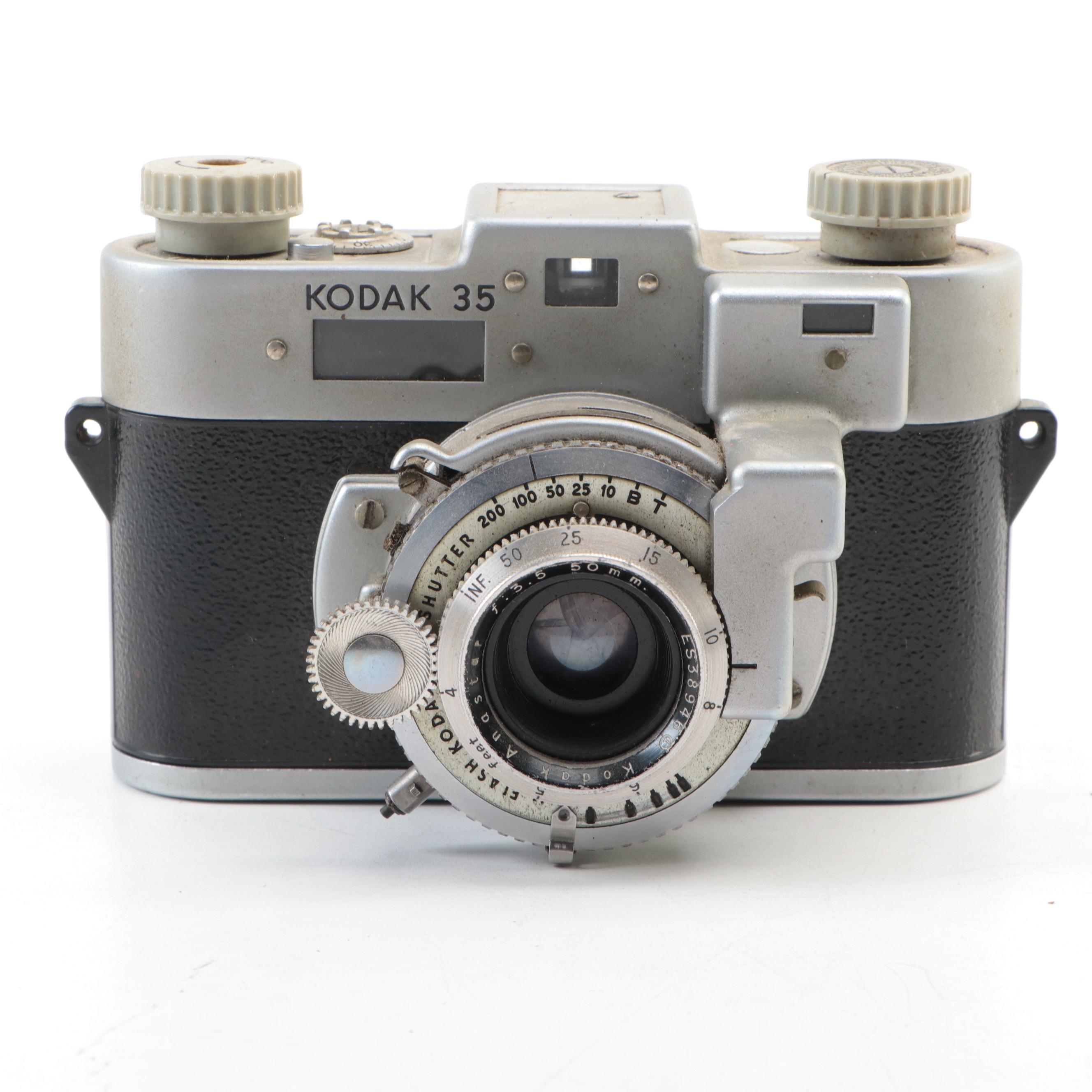 Kodak Duaflex, Kodak 35 and Automatic 35F Cameras With Ektron II Flash