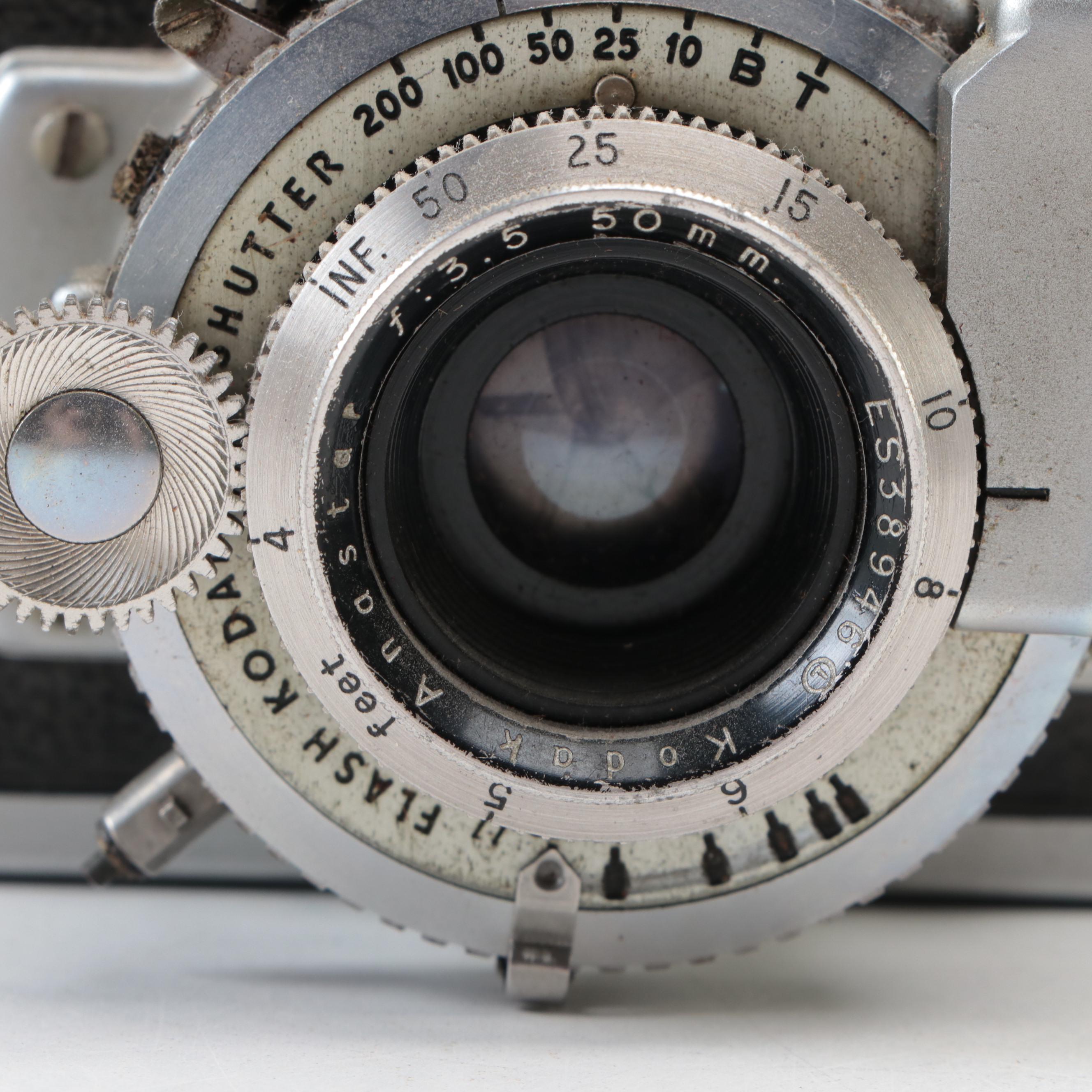 Kodak Duaflex, Kodak 35 and Automatic 35F Cameras With Ektron II Flash