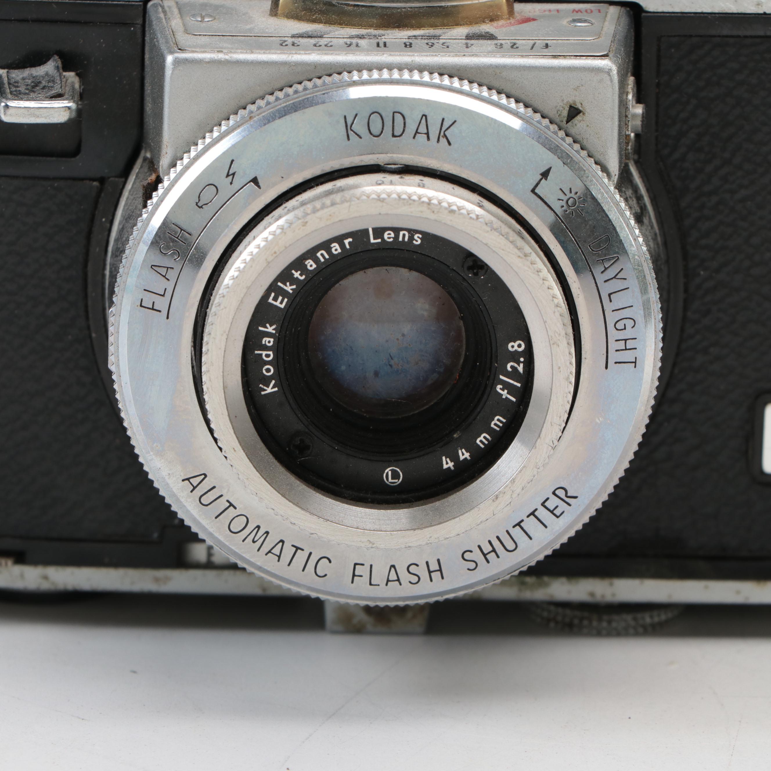 Kodak Duaflex, Kodak 35 and Automatic 35F Cameras With Ektron II Flash