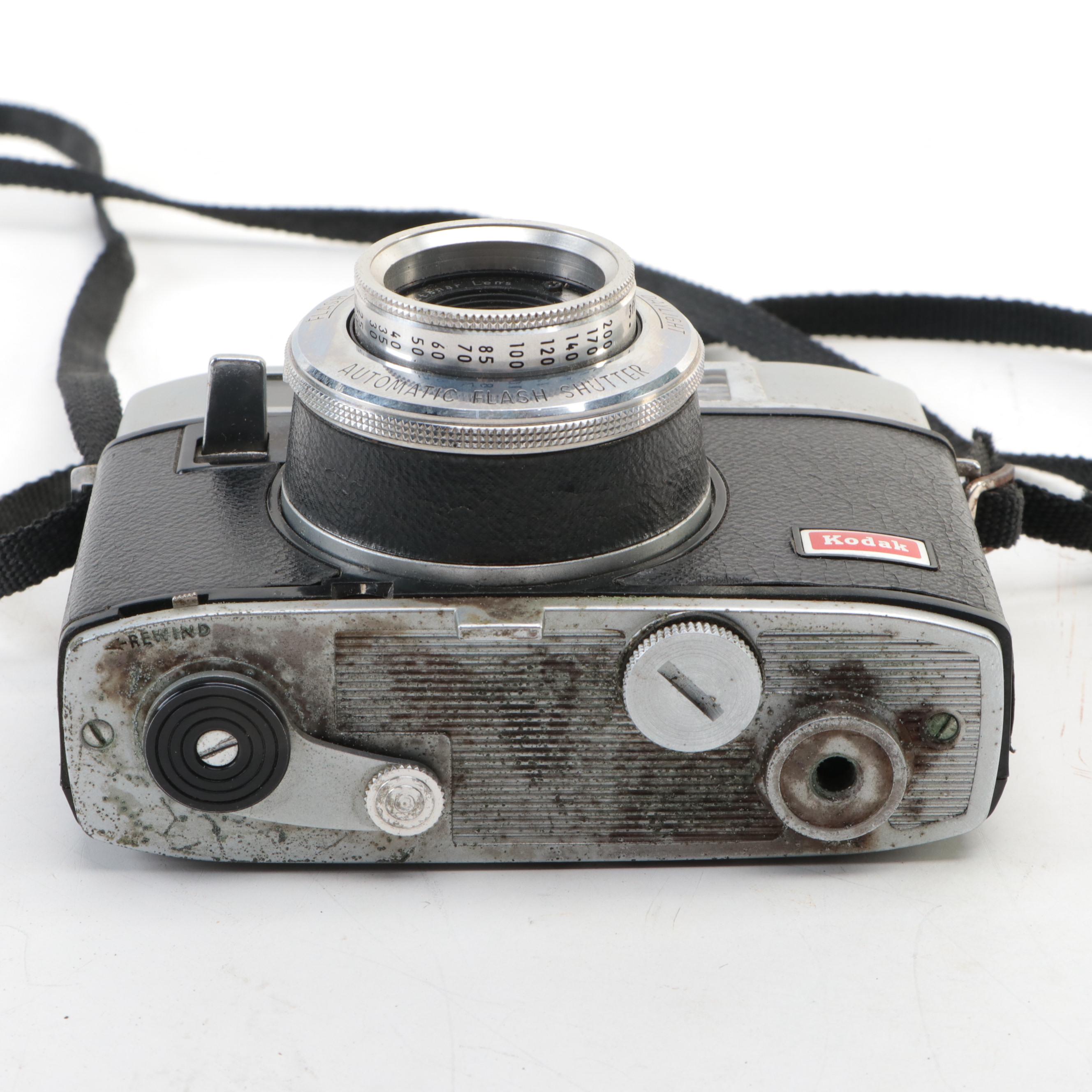 Kodak Duaflex, Kodak 35 and Automatic 35F Cameras With Ektron II Flash