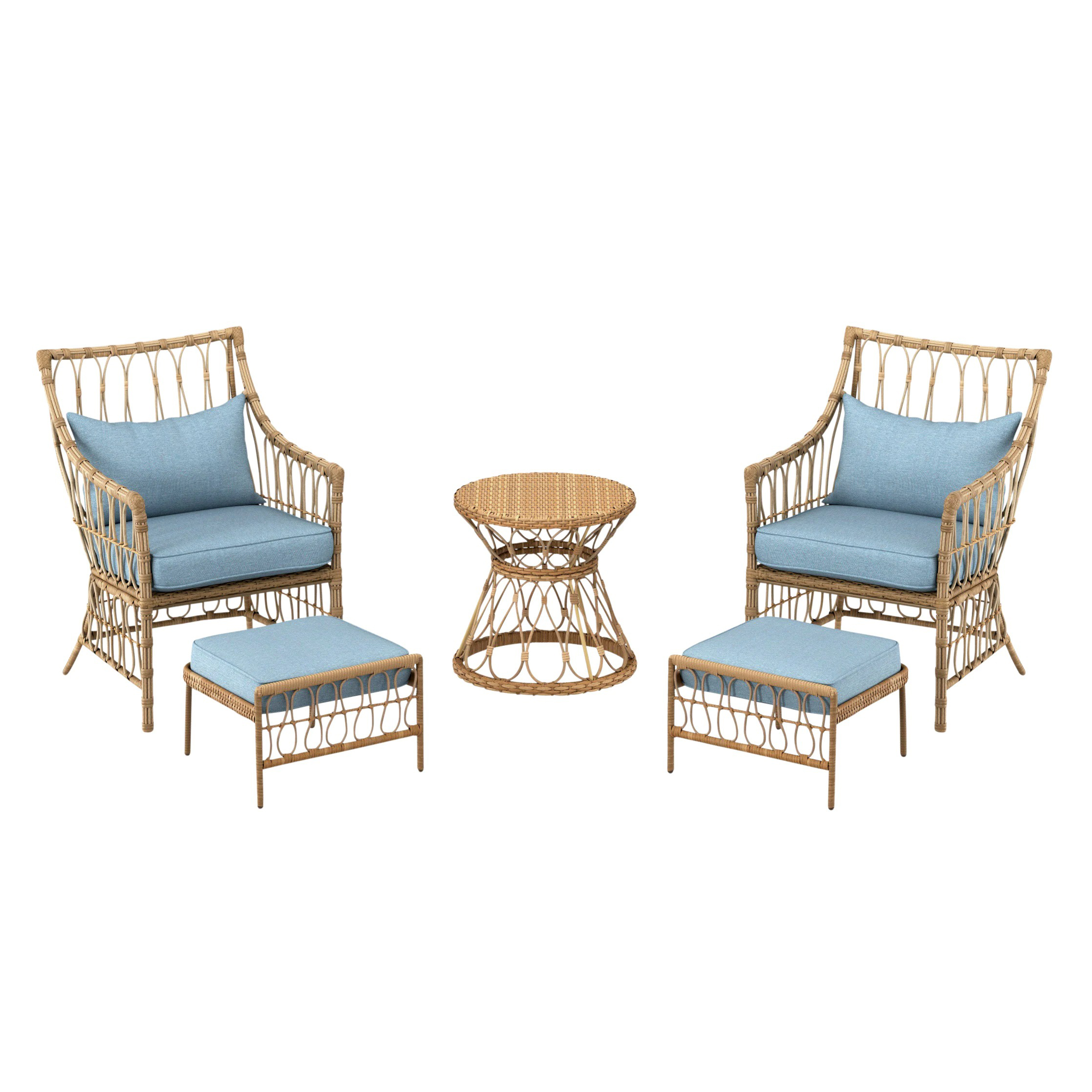 Style Selections Lilywood Five-Piece Wicker Conversation Set