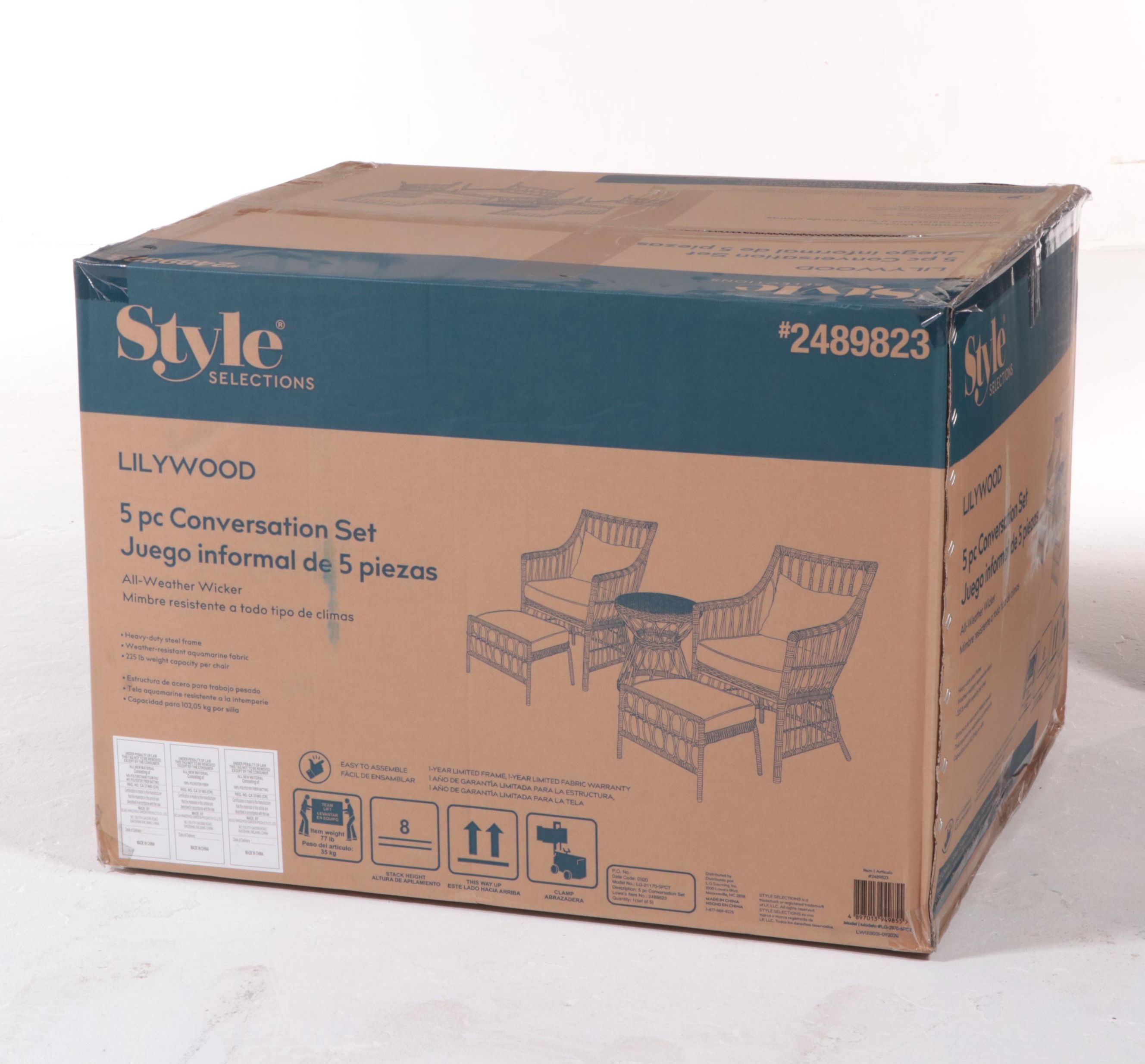 Style Selections Lilywood Five-Piece Wicker Conversation Set