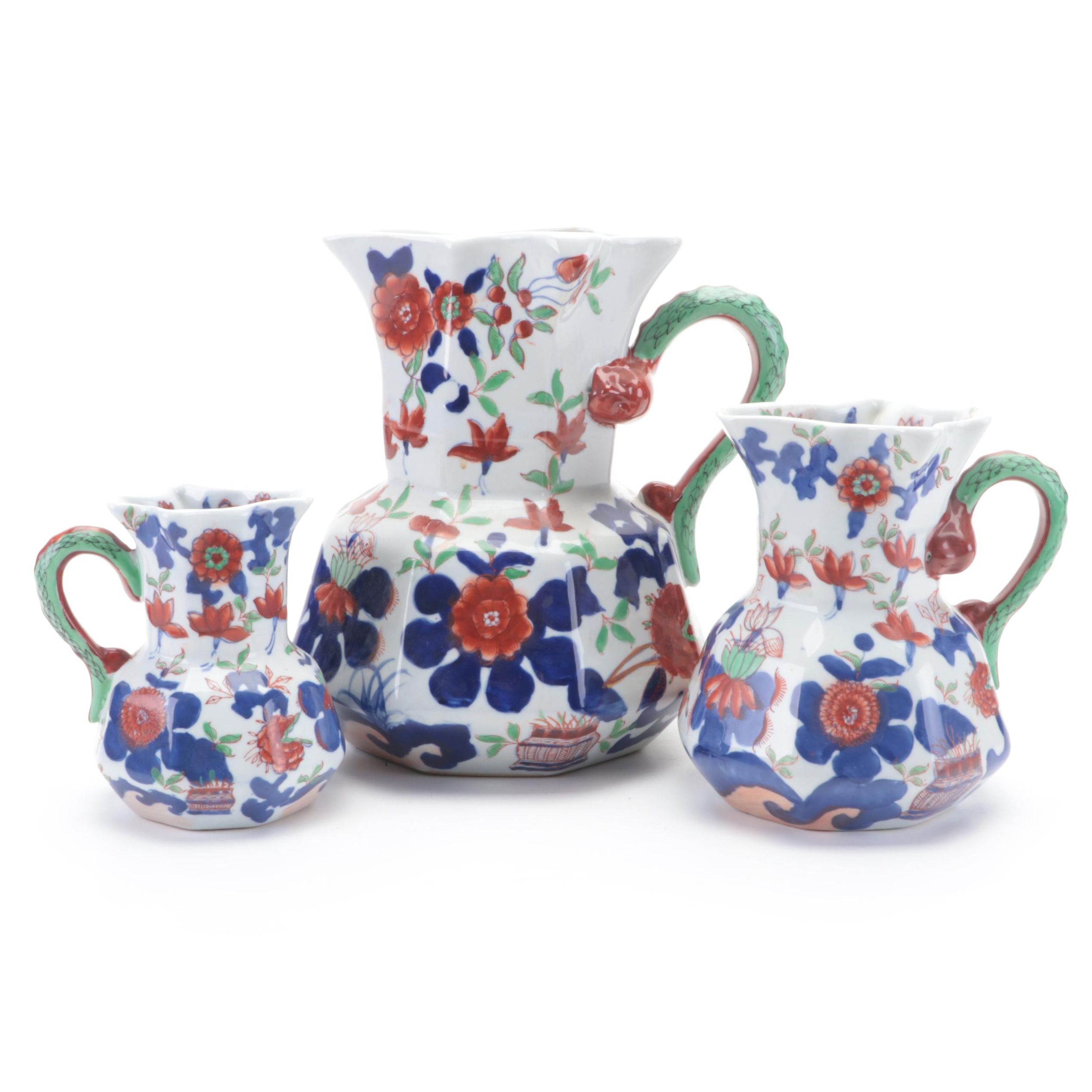 Graduated Hydra Handle Ironstone Jugs, Late 20th Century