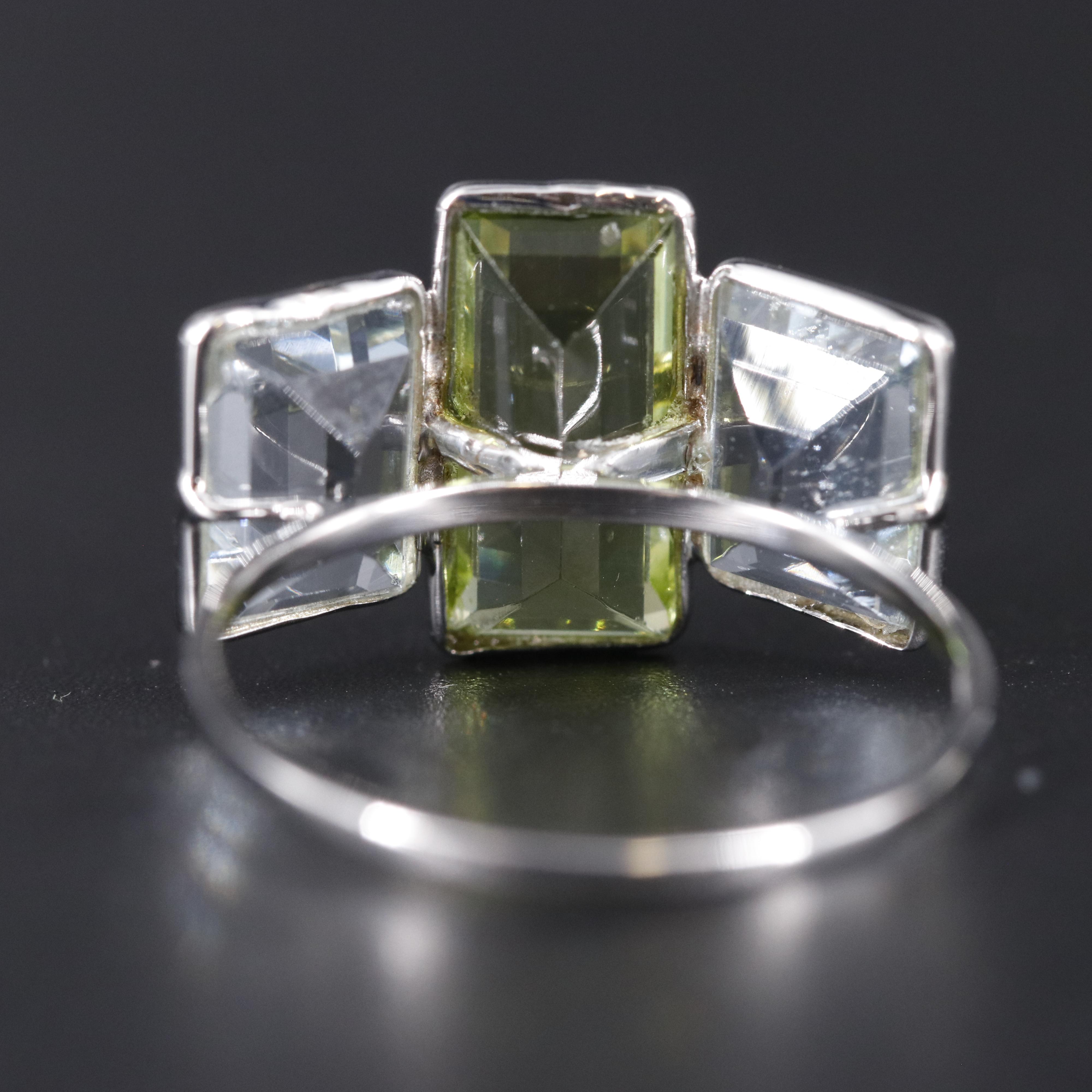 14K Peridot and Aquamarine Ring