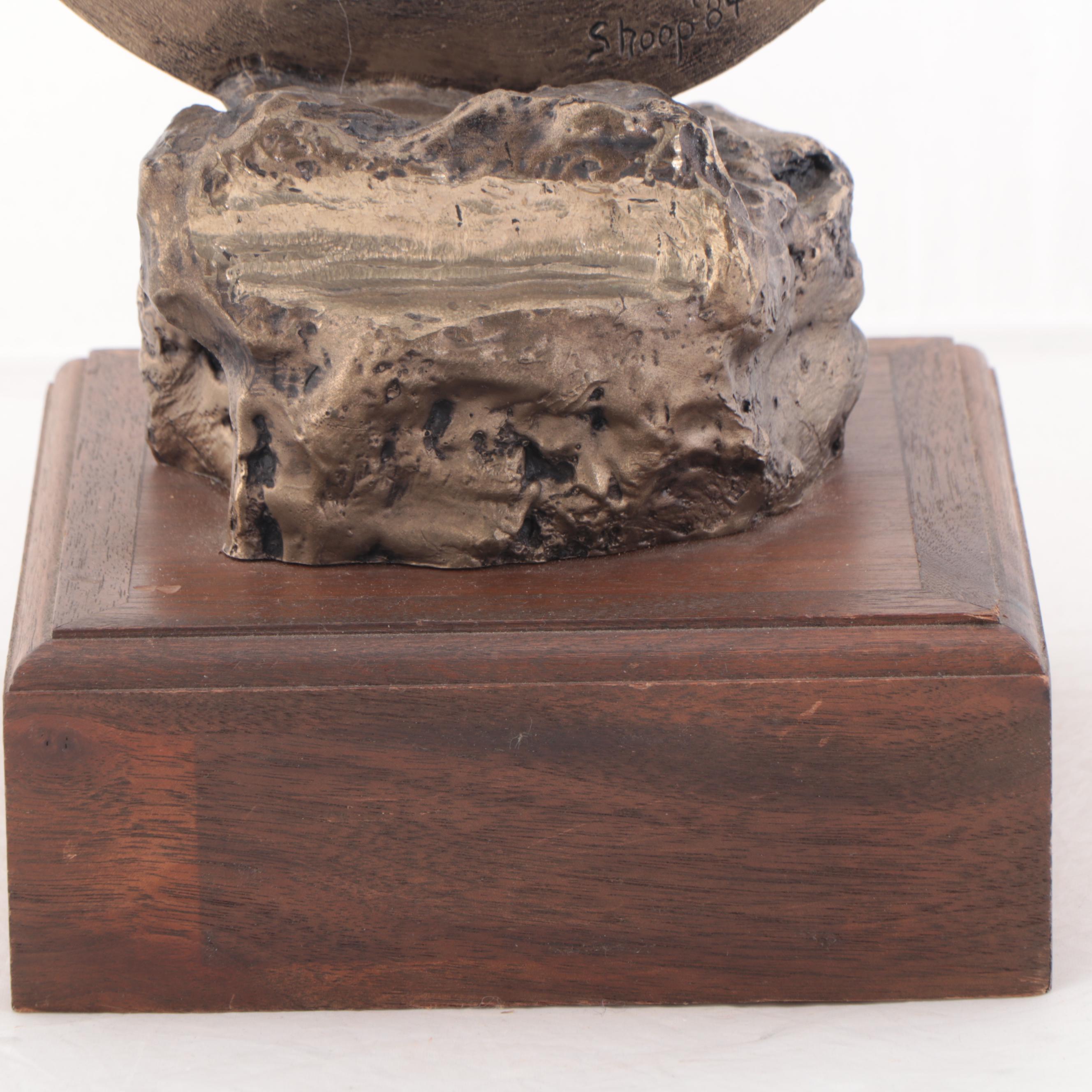 Wally Shoop Bronze Sculpture of Eagle in Flight, 1984