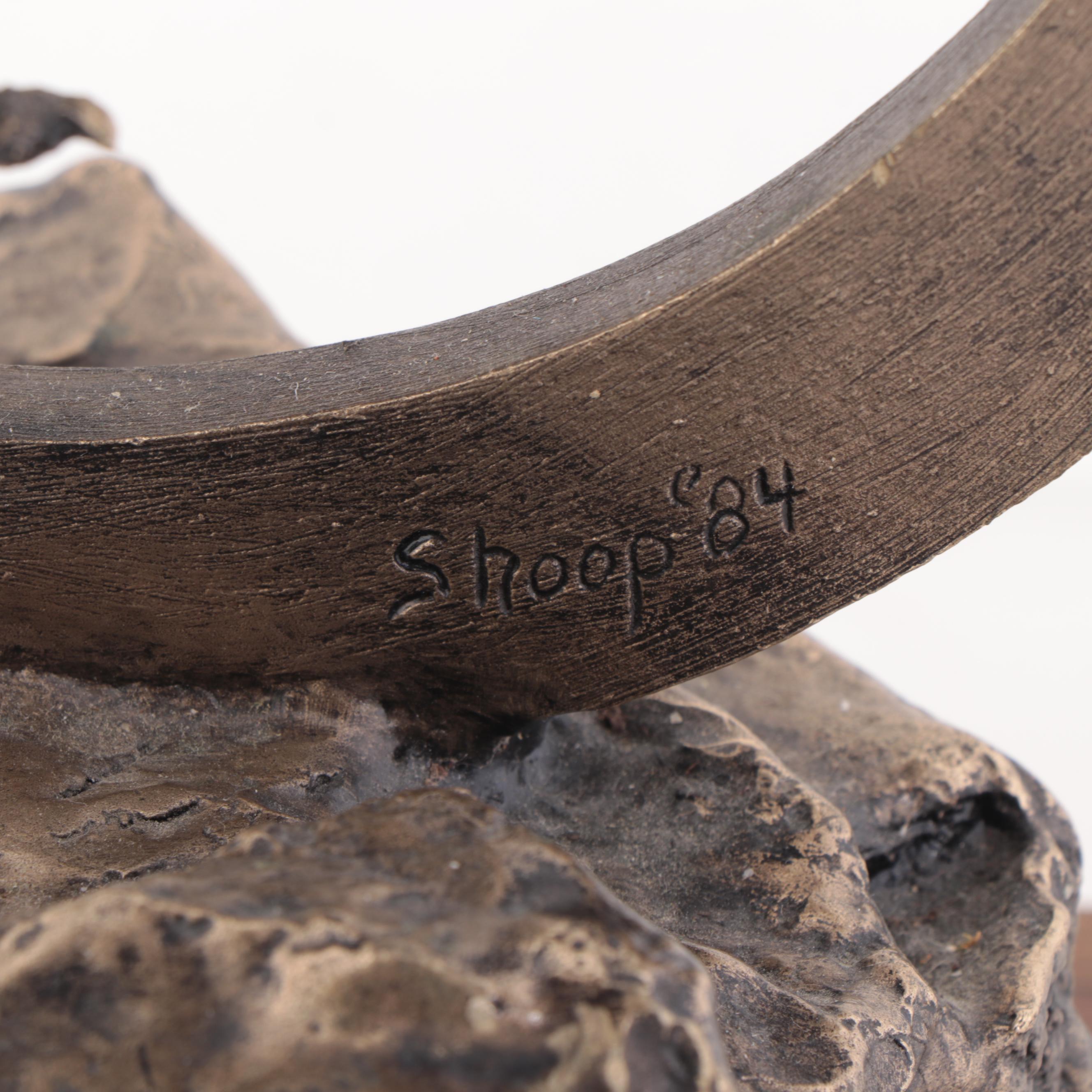 Wally Shoop Bronze Sculpture of Eagle in Flight, 1984