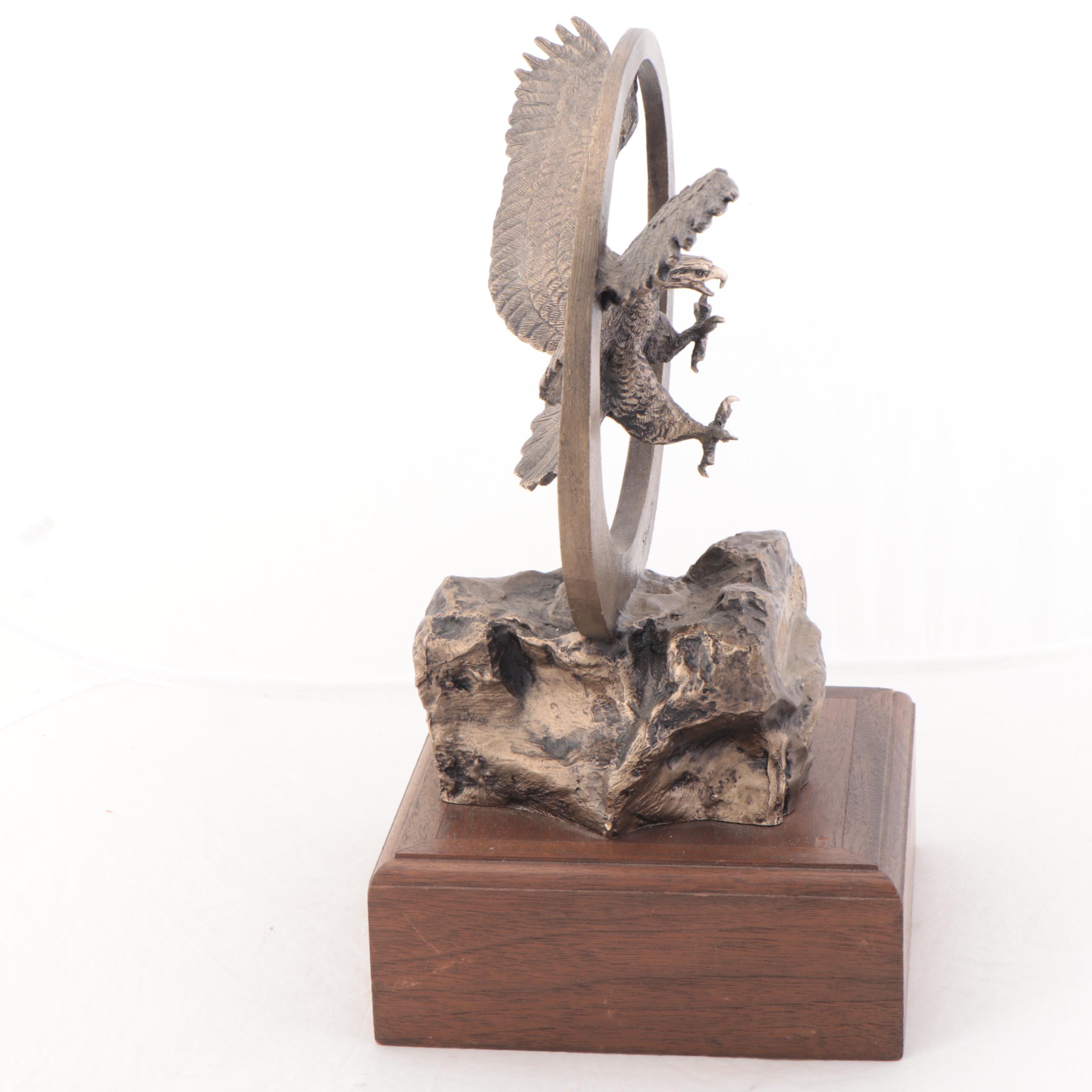 Wally Shoop Bronze Sculpture of Eagle in Flight, 1984