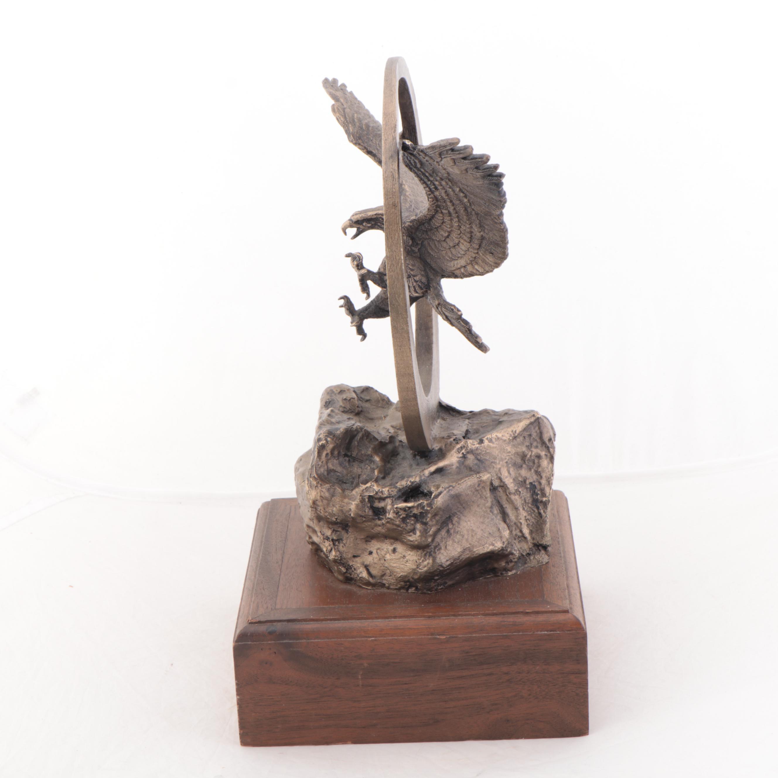 Wally Shoop Bronze Sculpture of Eagle in Flight, 1984