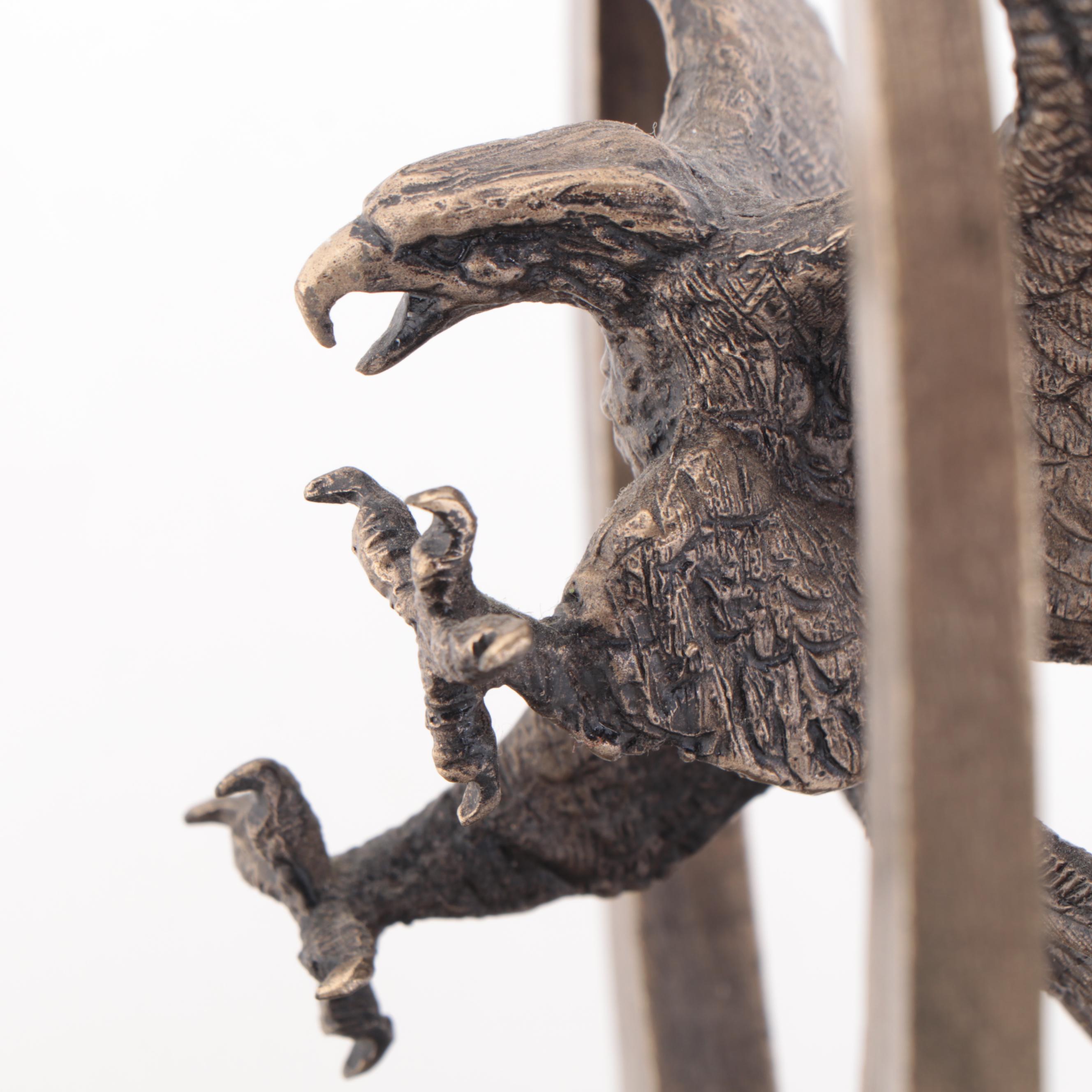 Wally Shoop Bronze Sculpture of Eagle in Flight, 1984
