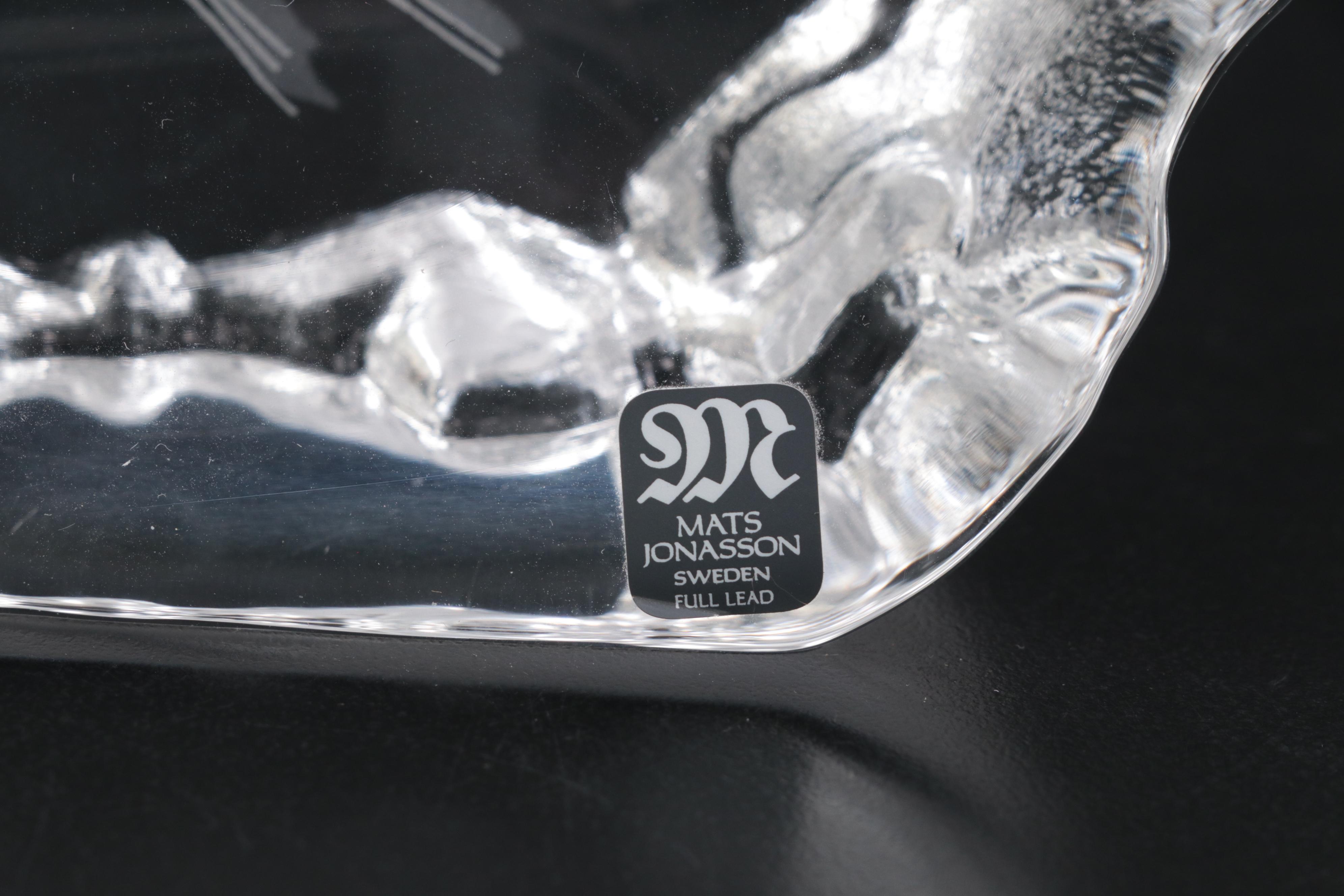 Mats Jonasson Crystal Fish and Waterford Crystal "Bird" Paperweights