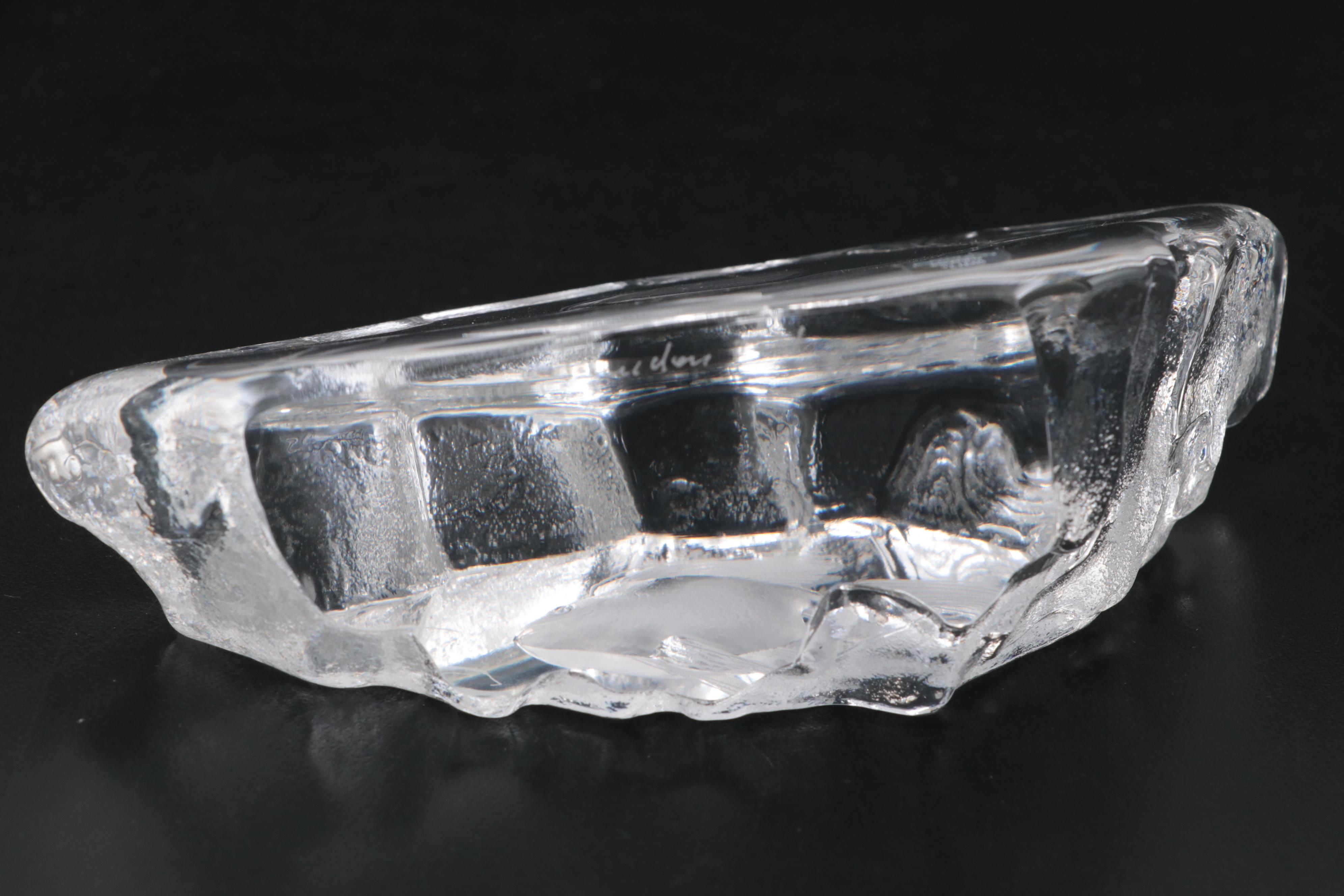 Mats Jonasson Crystal Fish and Waterford Crystal "Bird" Paperweights