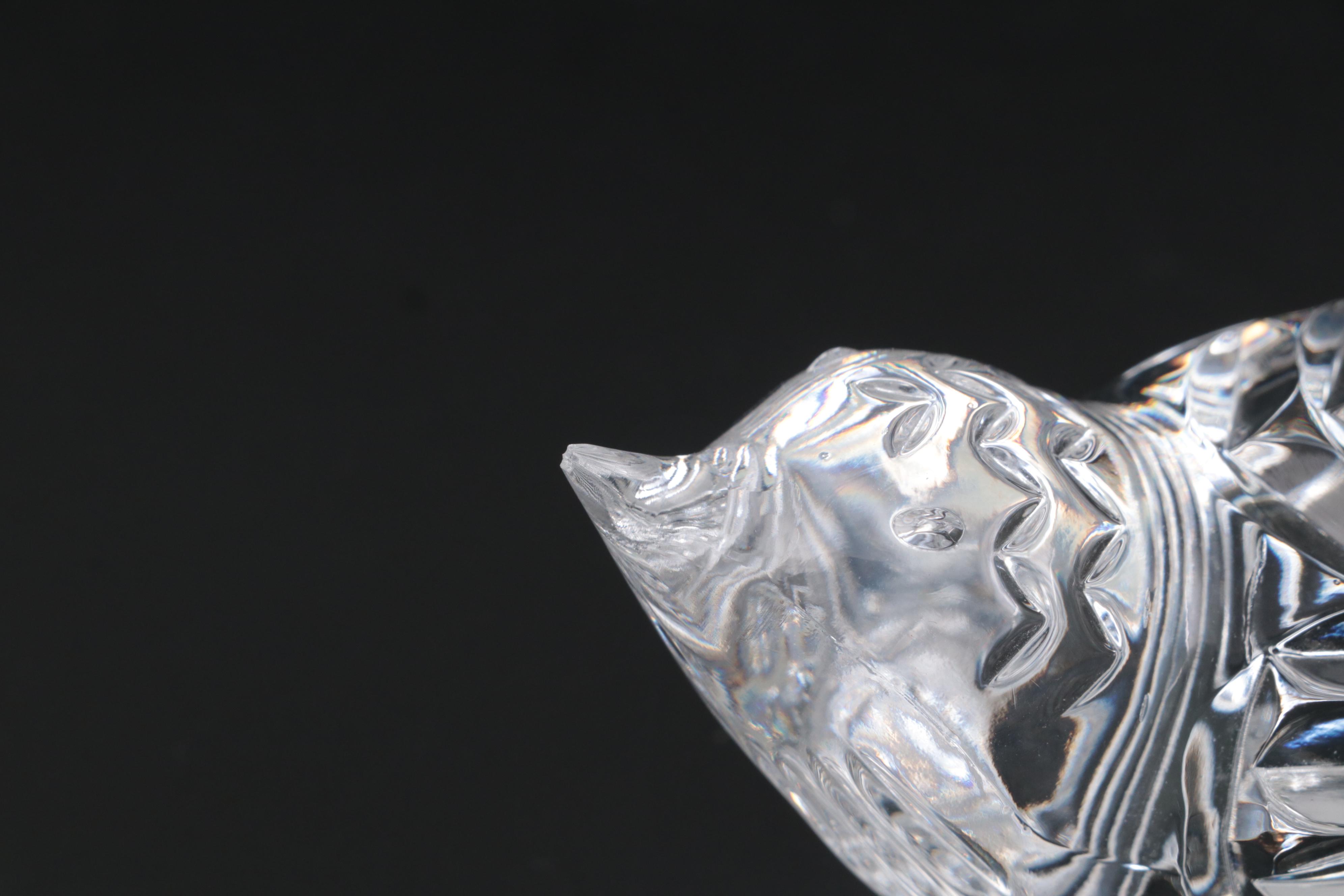 Mats Jonasson Crystal Fish and Waterford Crystal "Bird" Paperweights