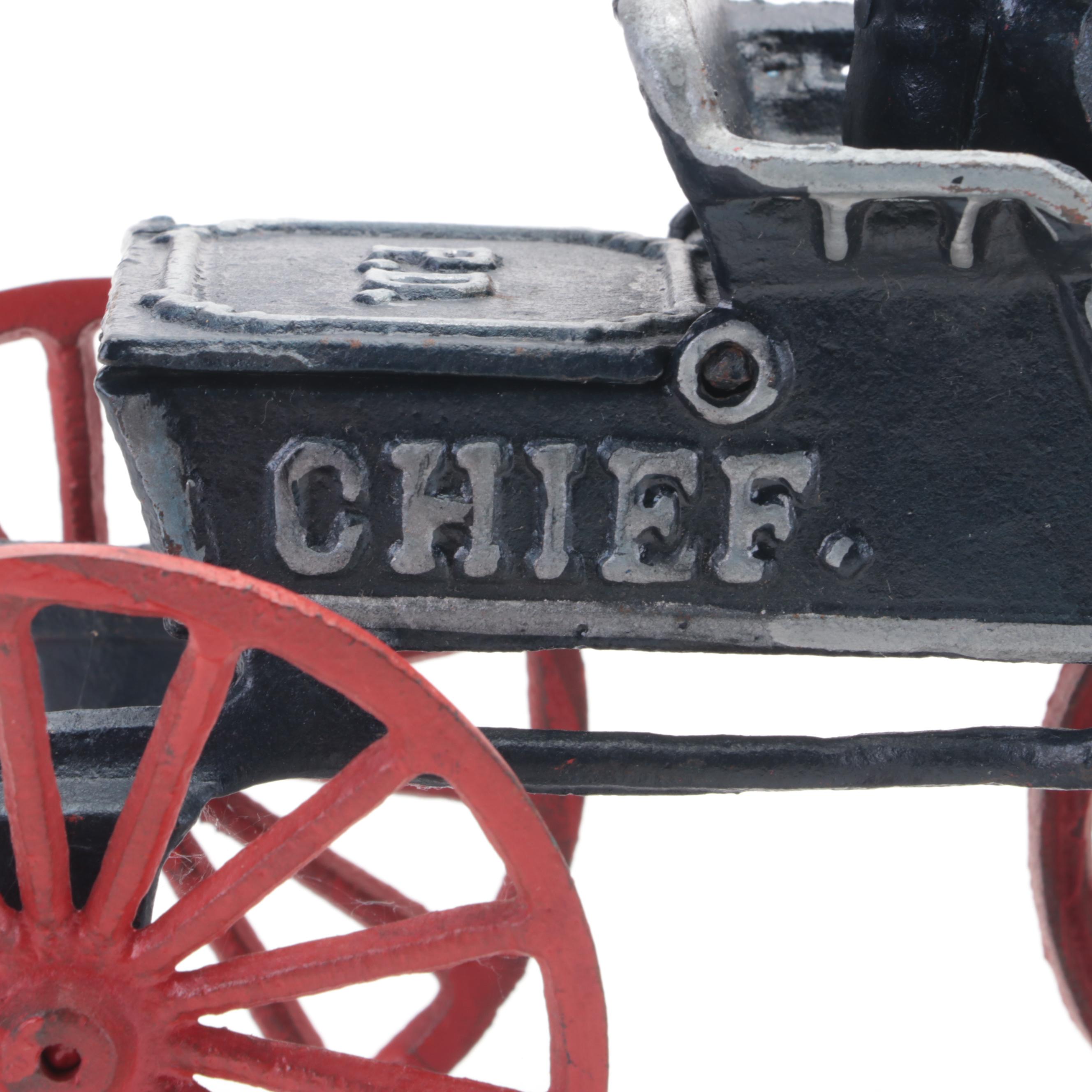 Painted Cast Iron Police Chief, Horse and Wagon Toy,  20th Century