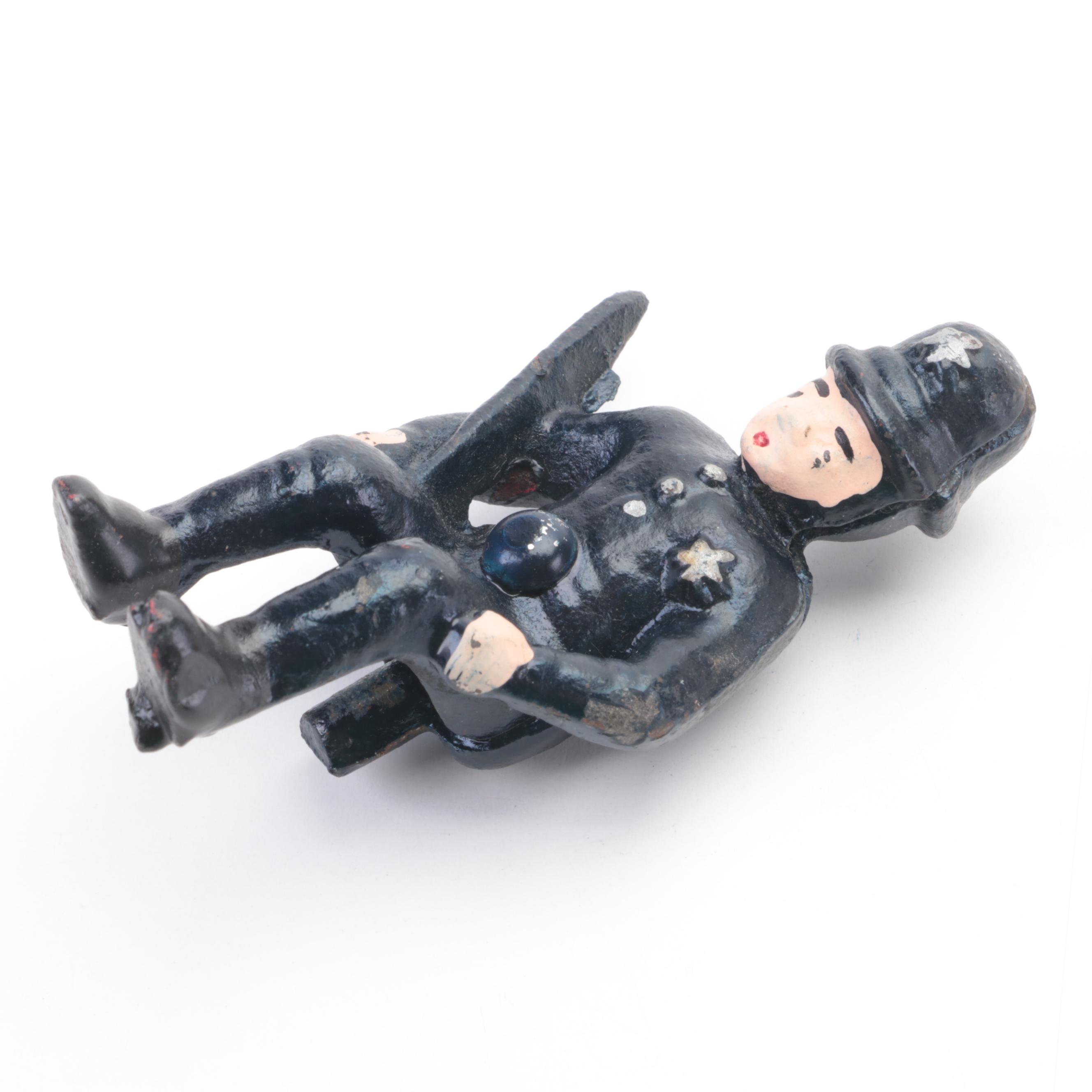 Painted Cast Iron Police Chief, Horse and Wagon Toy,  20th Century