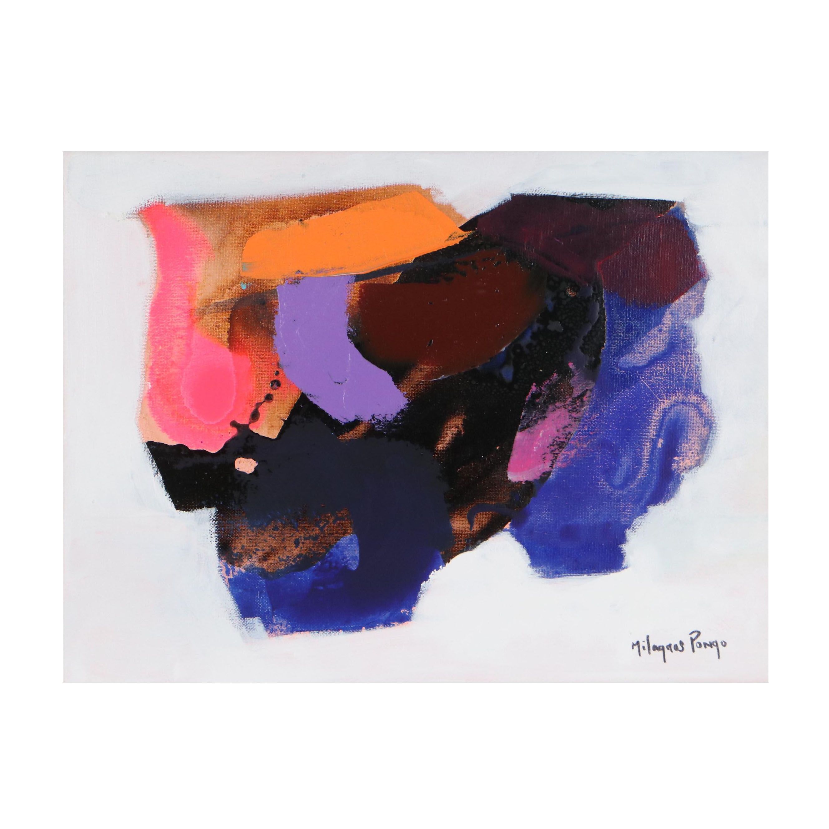 Milagros Pongo Abstract Mixed Media Painting "Torito," 21st Century