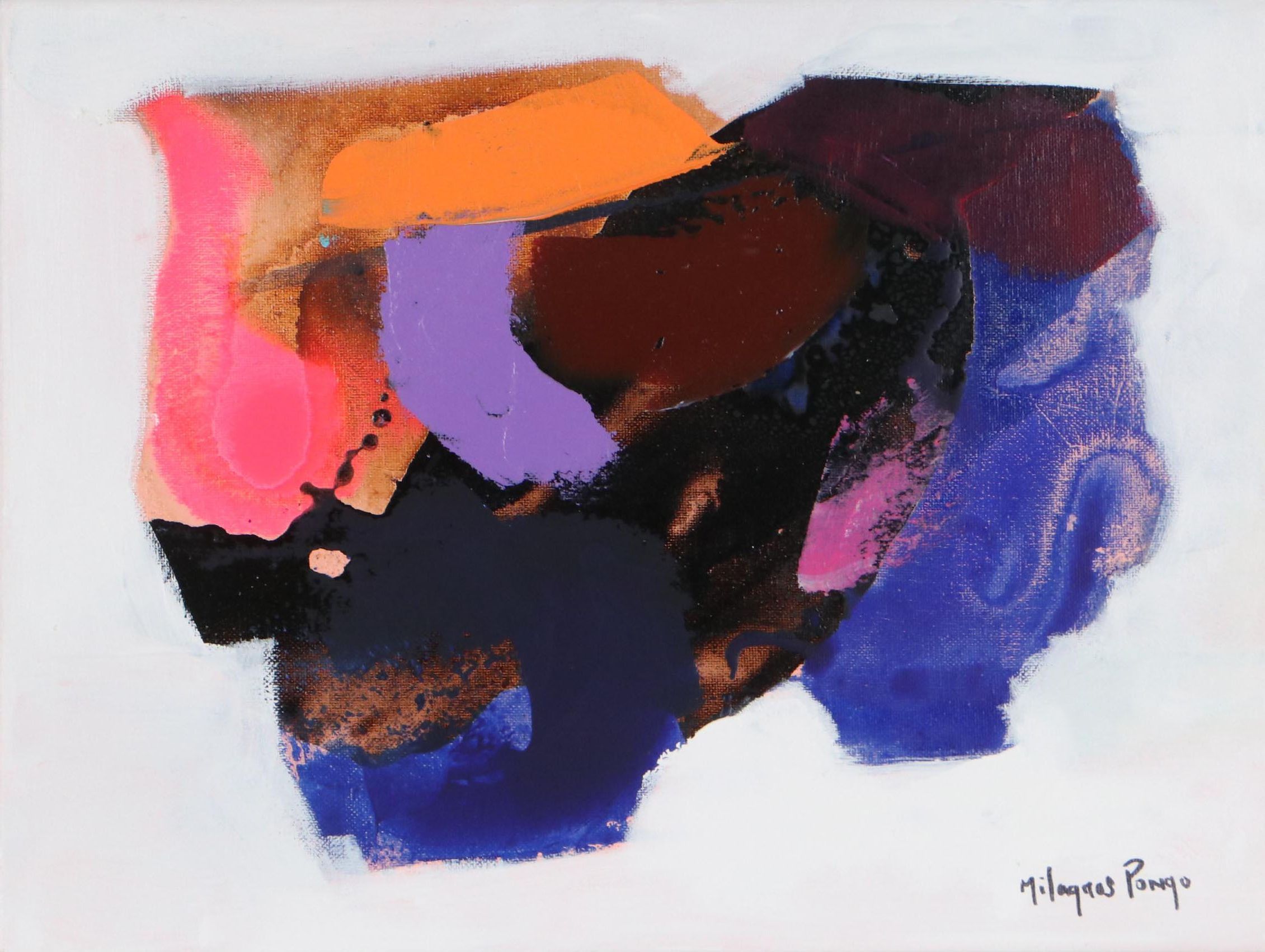 Milagros Pongo Abstract Mixed Media Painting "Torito," 21st Century