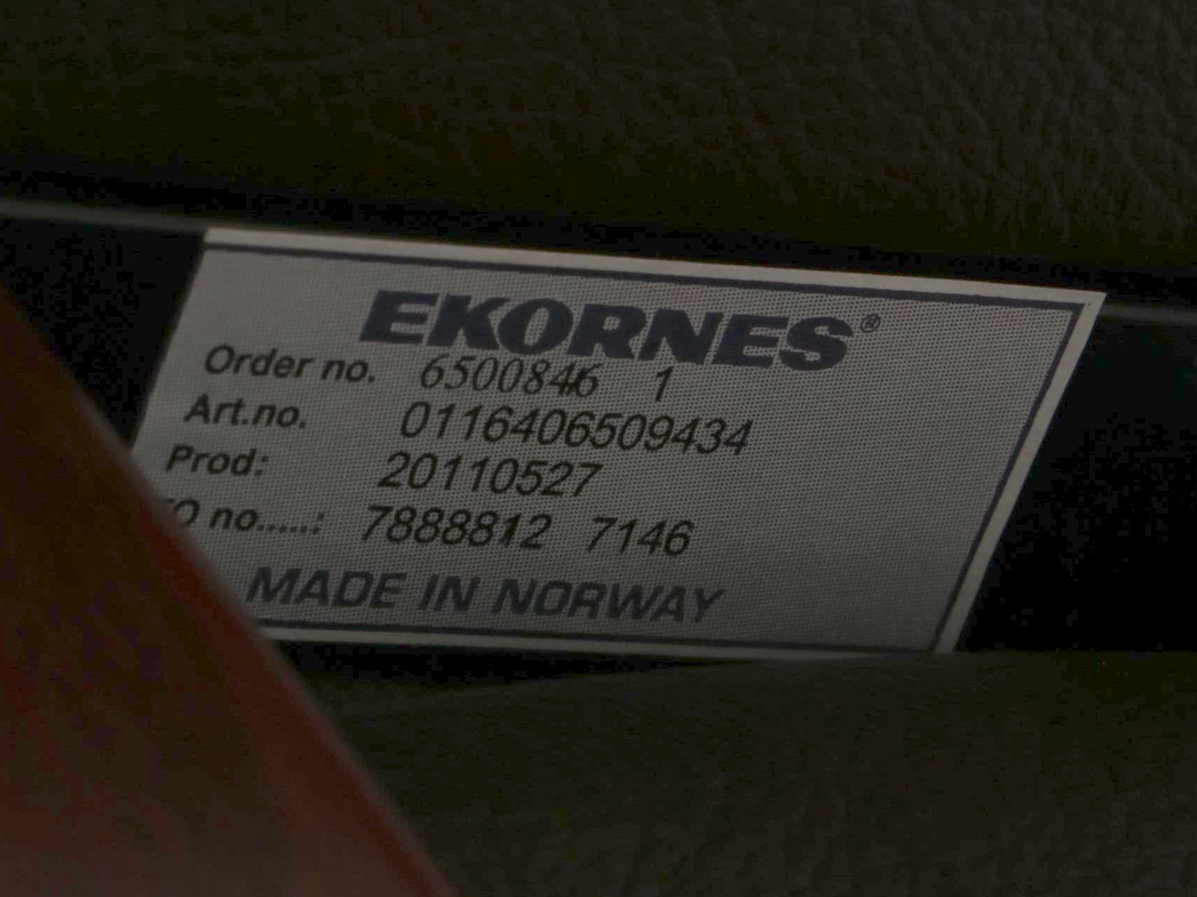 Ekornes Reclining Leather Lounge Chair with Swing-Arm Table and Ottoman