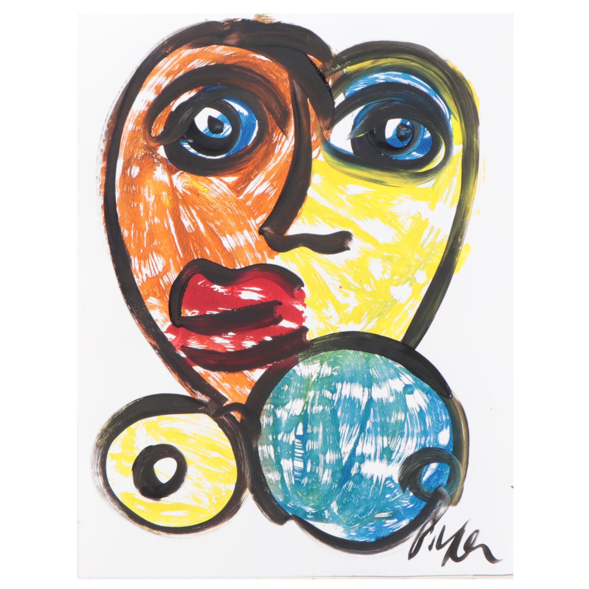 Peter Keil Abstract Portrait Acrylic Painting