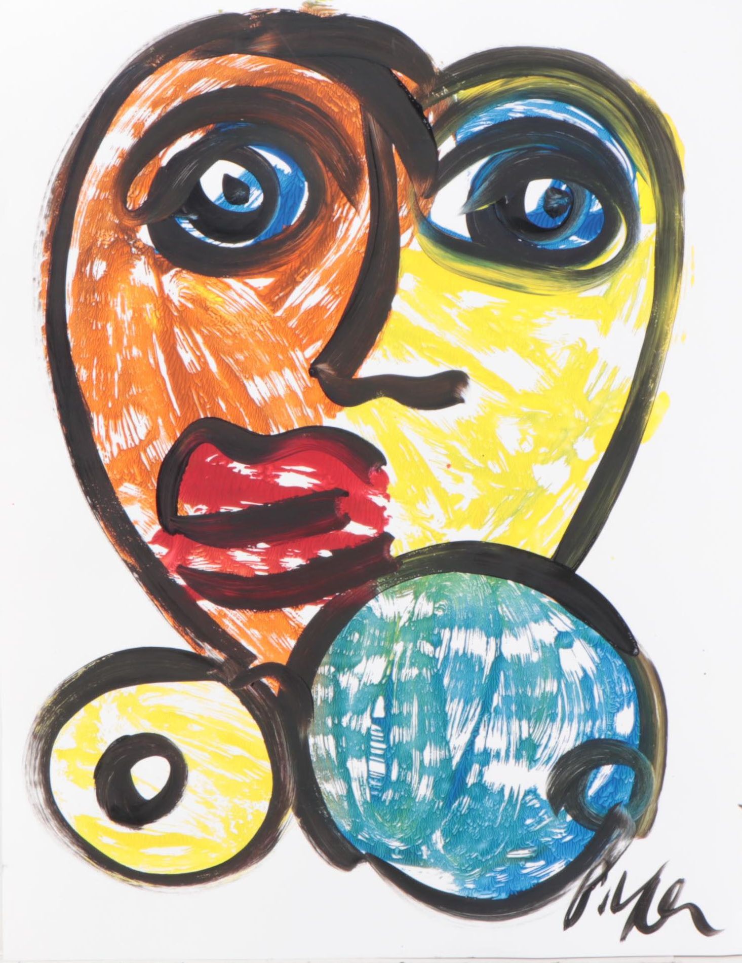 Peter Keil Abstract Portrait Acrylic Painting