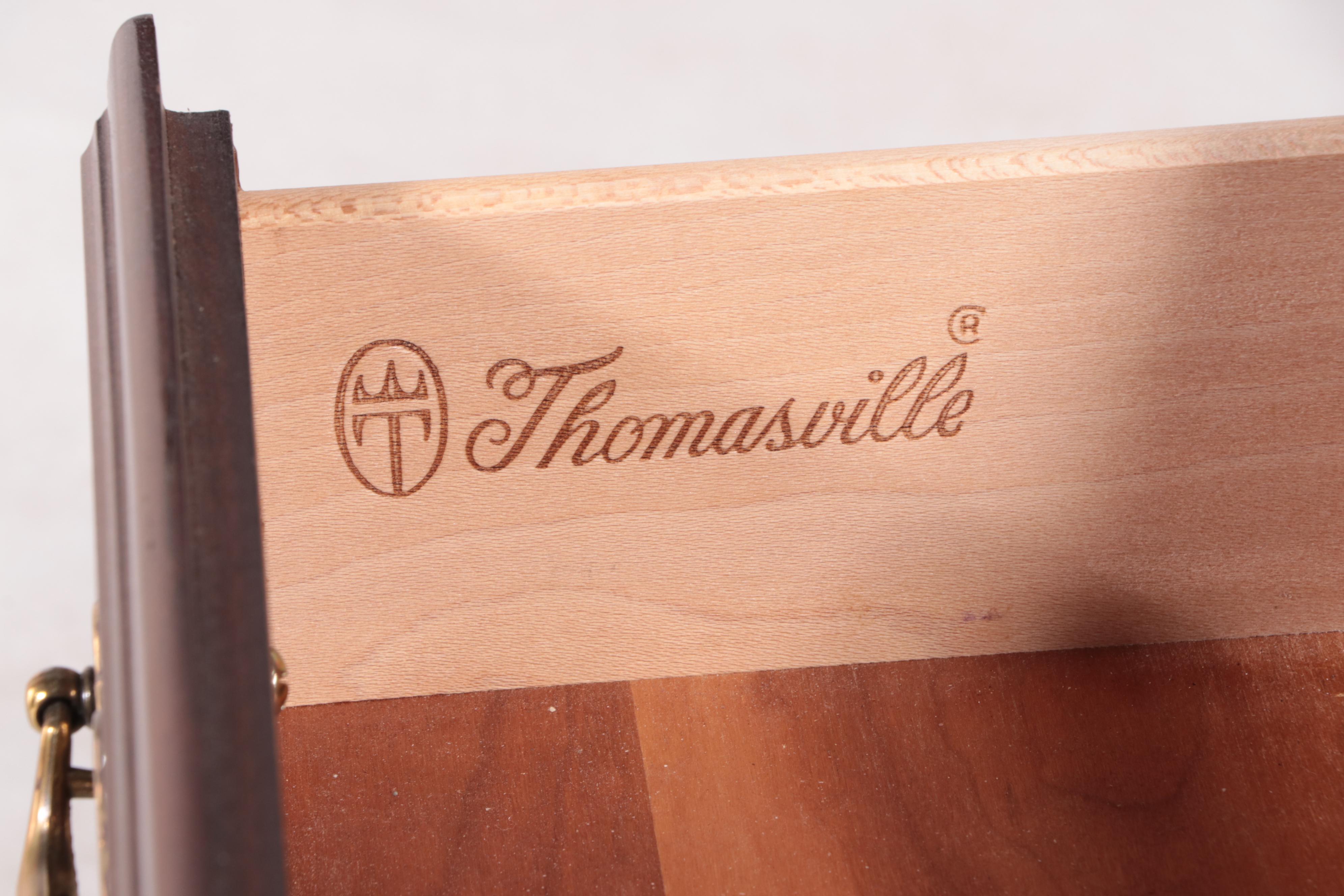 Thomasville Colonial Style Cherry Queen Headboard and Frame with Nightstands