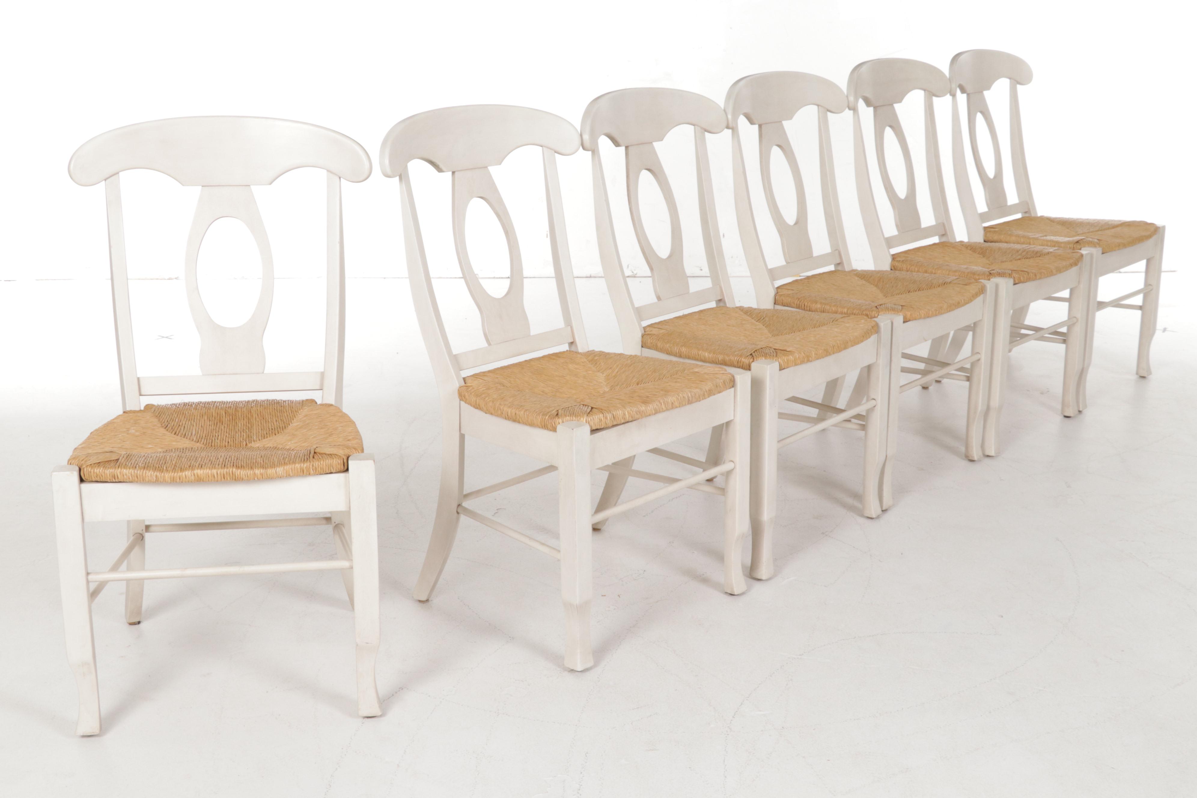 Bedard Canadian Maple Dining Table with White Painted Frame and Six Chairs