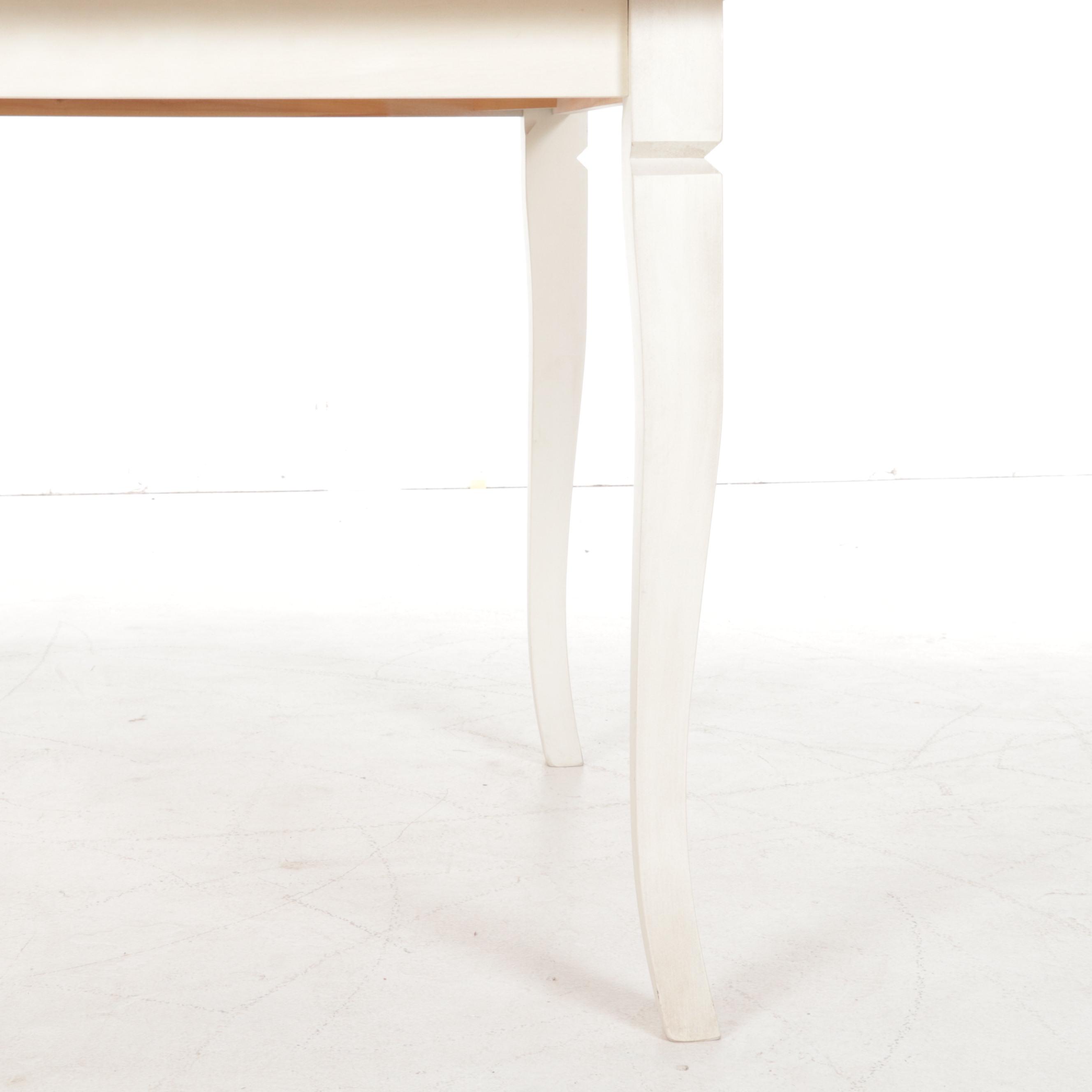 Bedard Canadian Maple Dining Table with White Painted Frame and Six Chairs