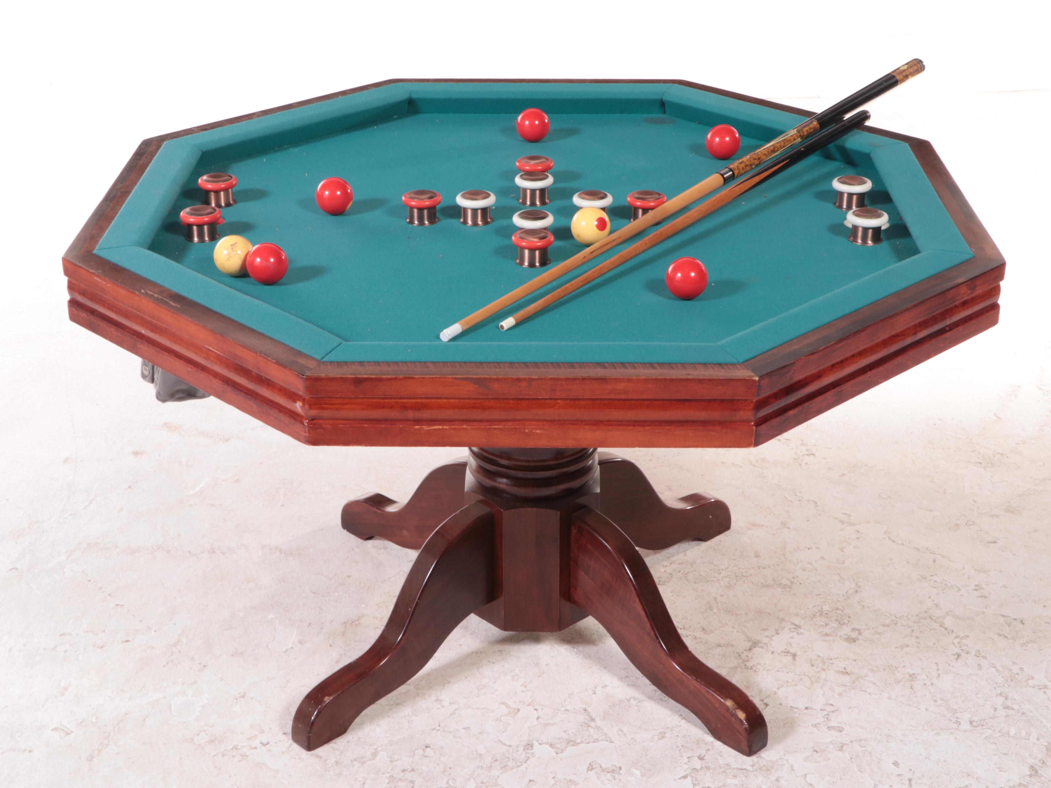 Octagonal Maple Convertible Bumper Pool, Poker and Dining Table