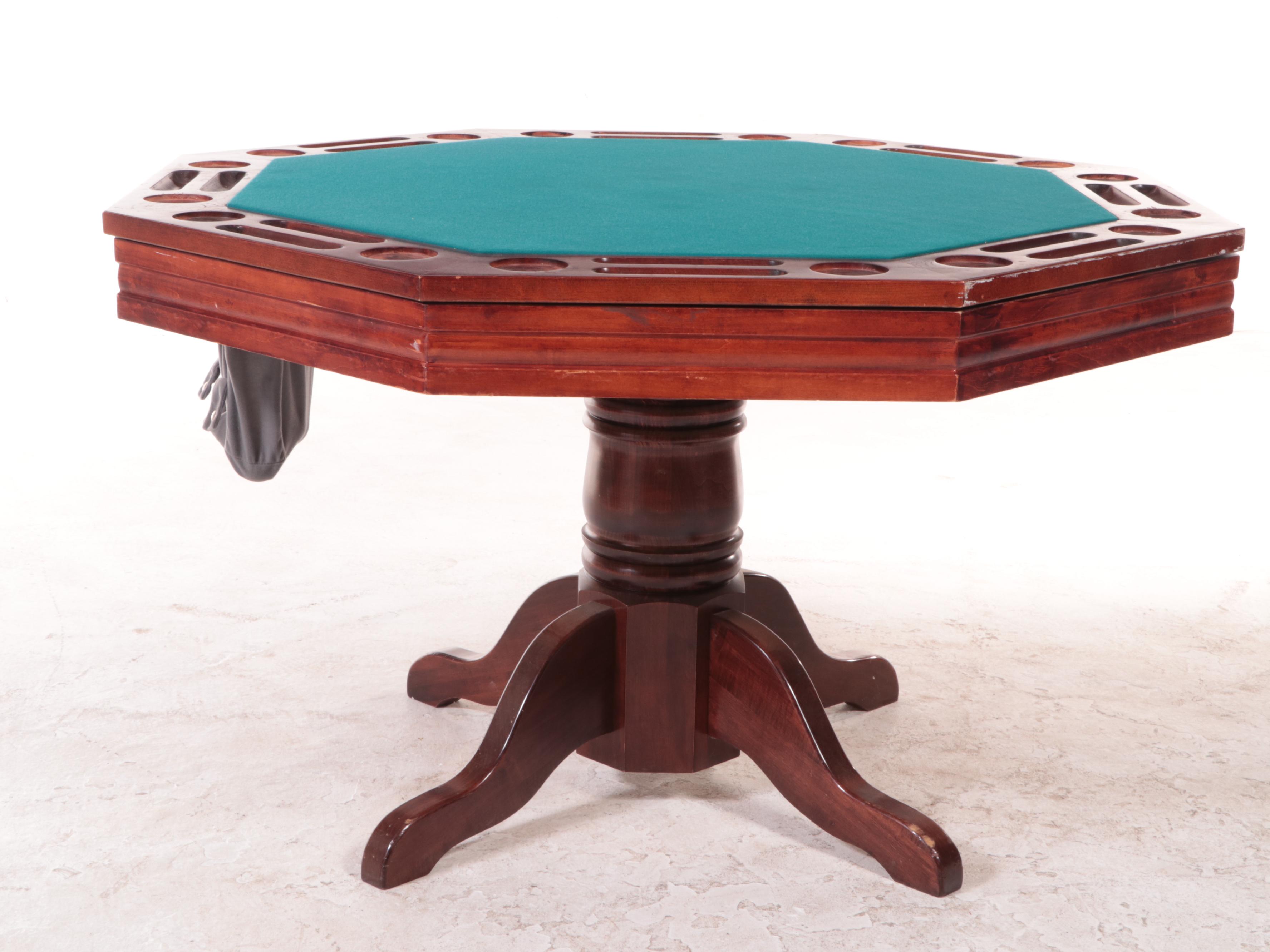 Octagonal Maple Convertible Bumper Pool, Poker and Dining Table
