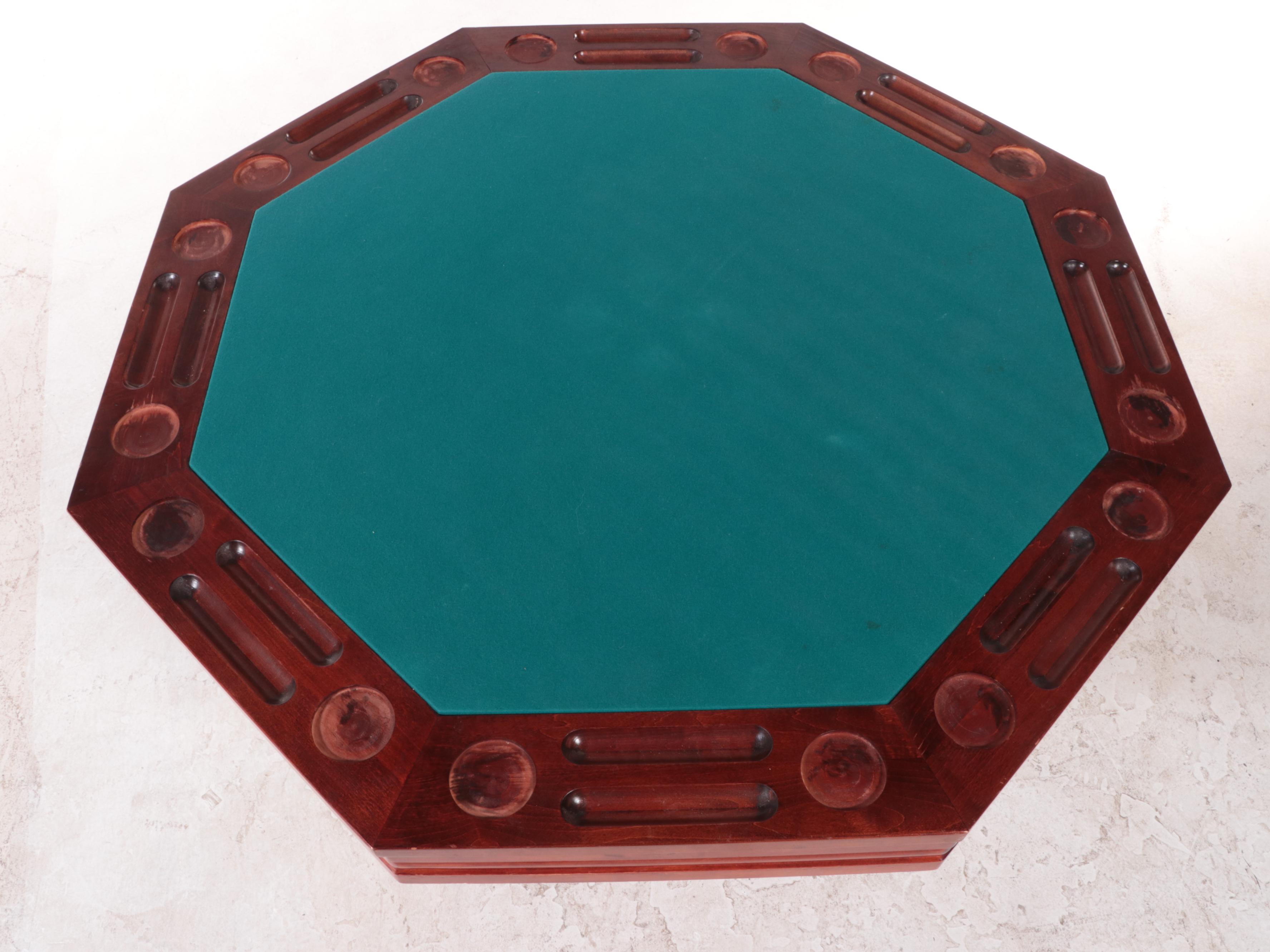 Octagonal Maple Convertible Bumper Pool, Poker and Dining Table