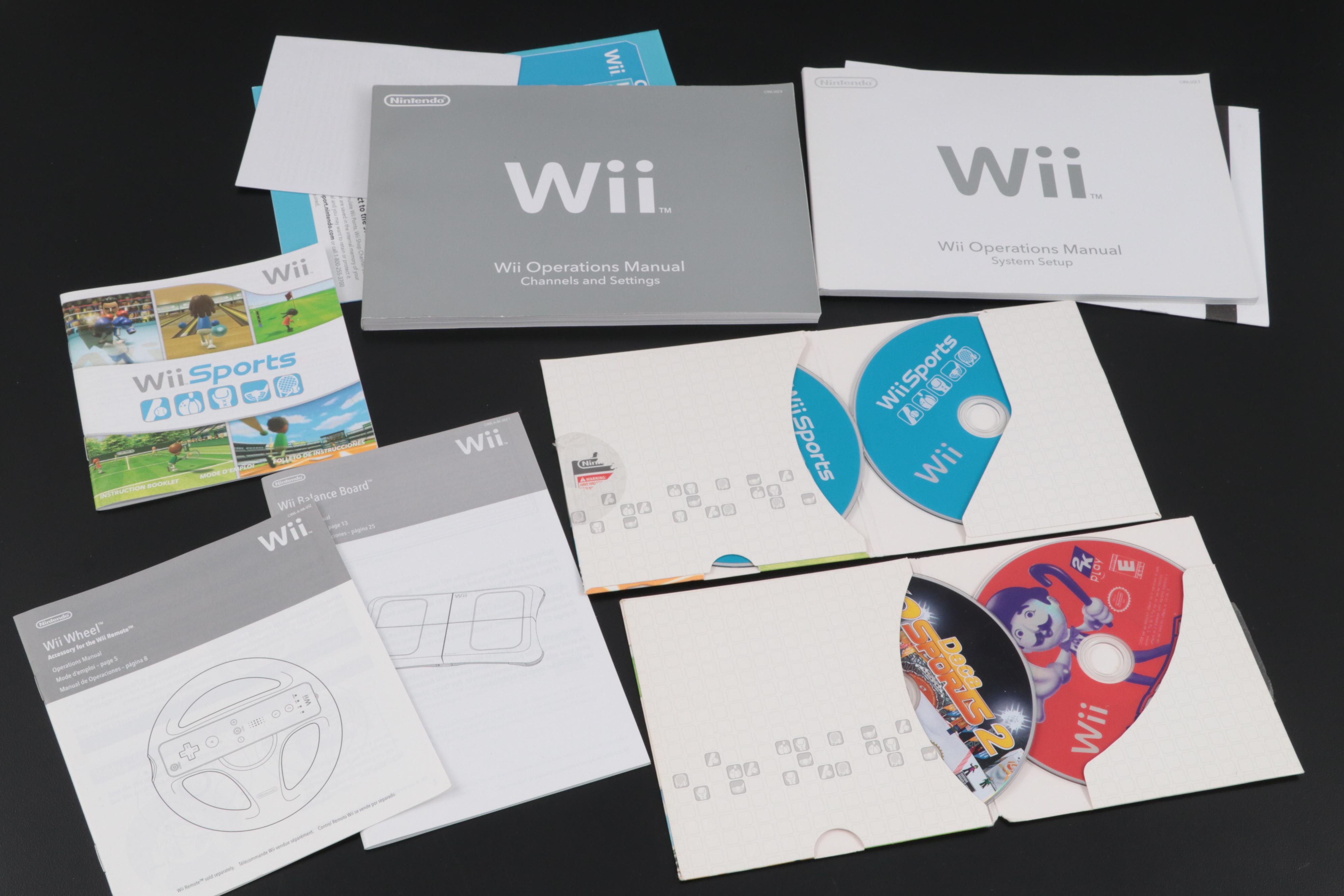 Nintendo Wii Gaming System with Games and Accessories Including Mario Kart, More