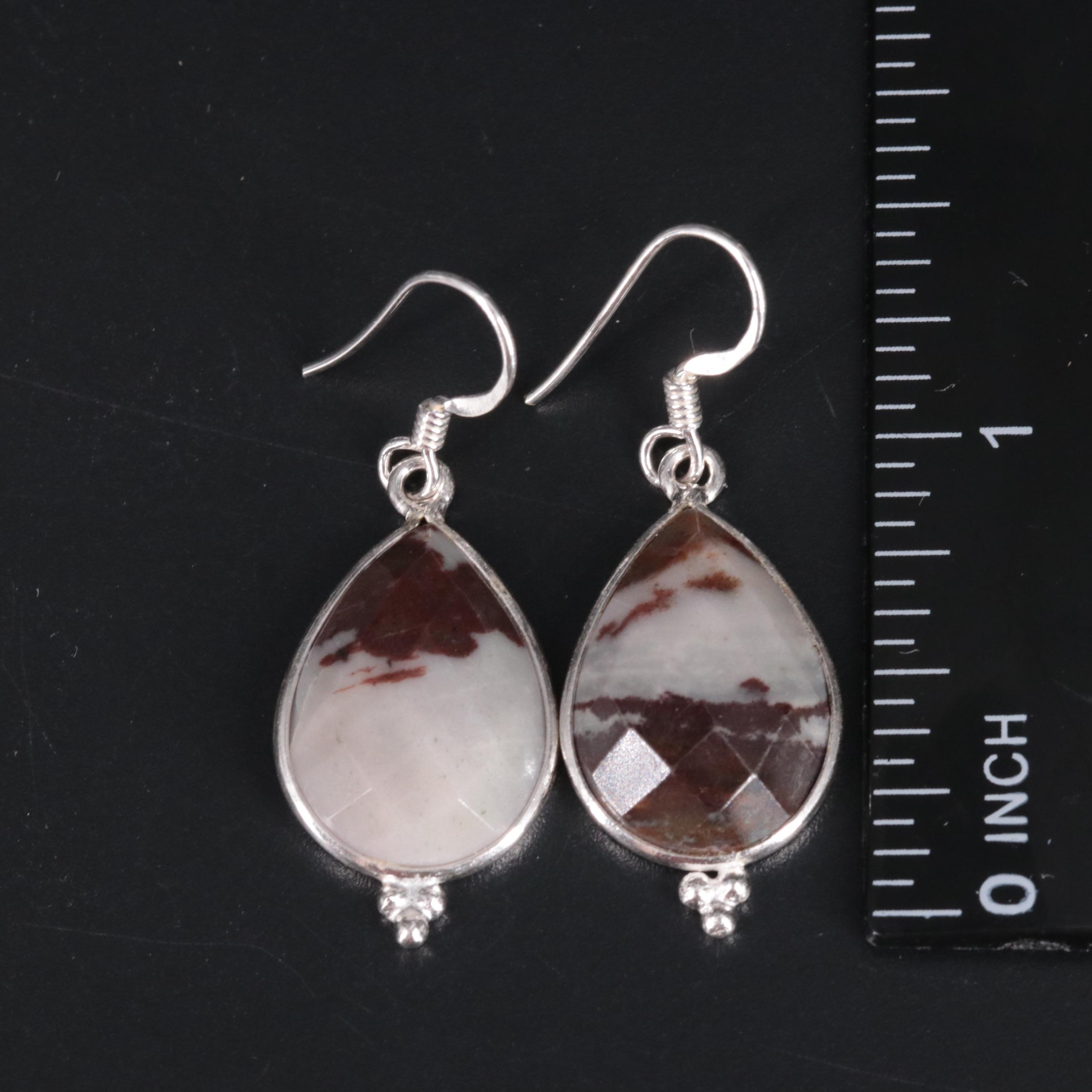 Sterling Silver Gemstone Drop Earrings