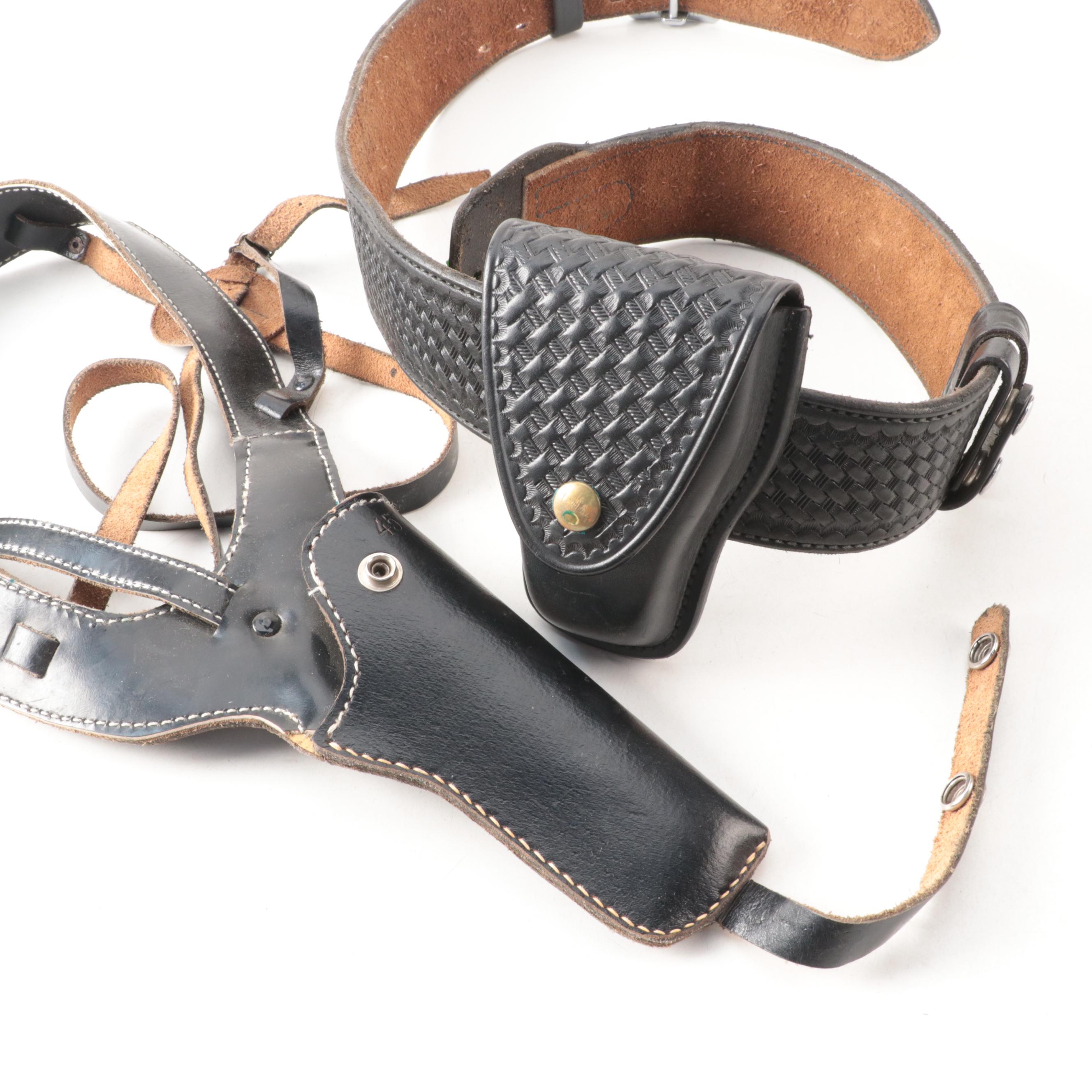 Safariland with Other Leather Holsters, Ammo Pouches, Baton Holders and More