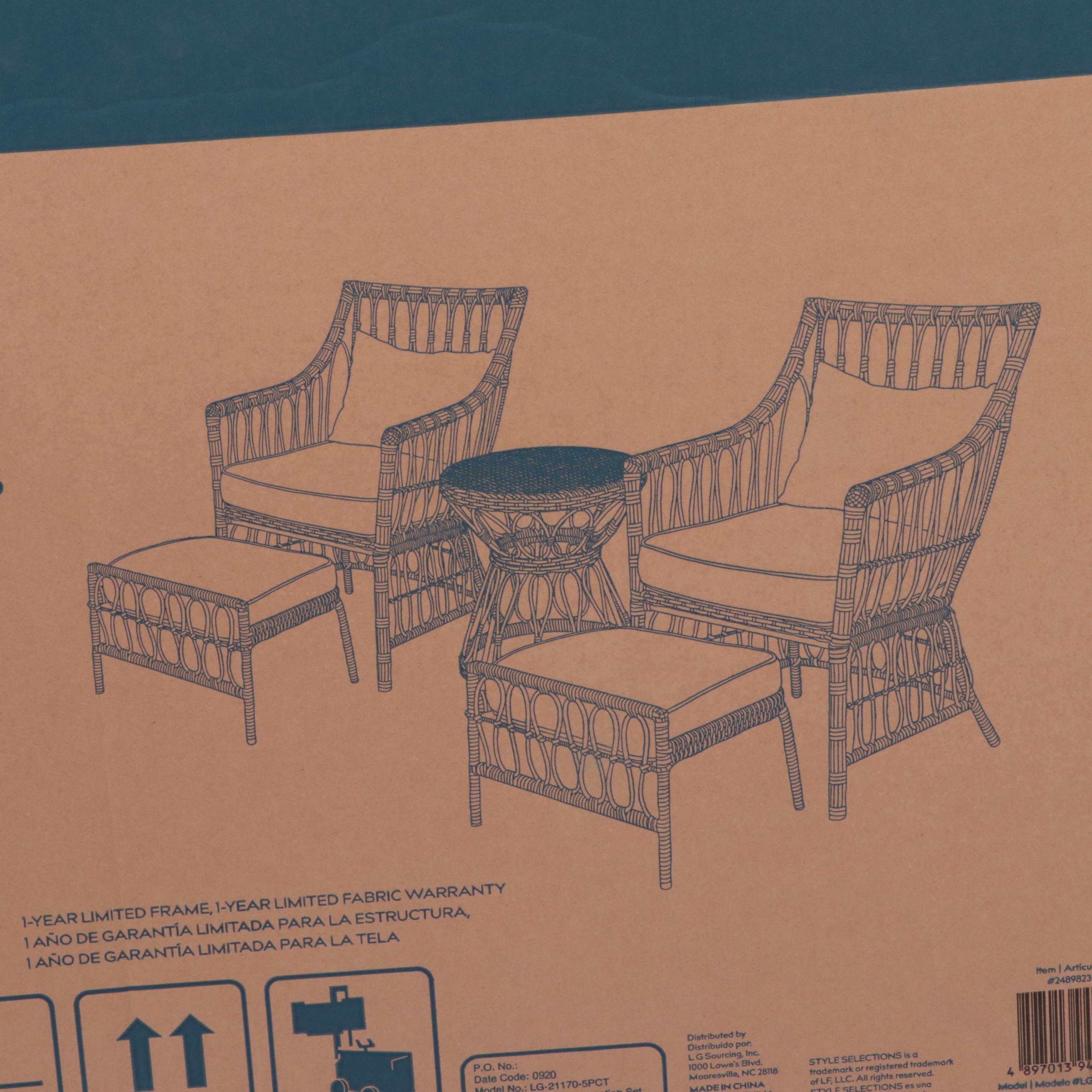 Style Selections Lilywood Five-Piece Wicker Conversation Set