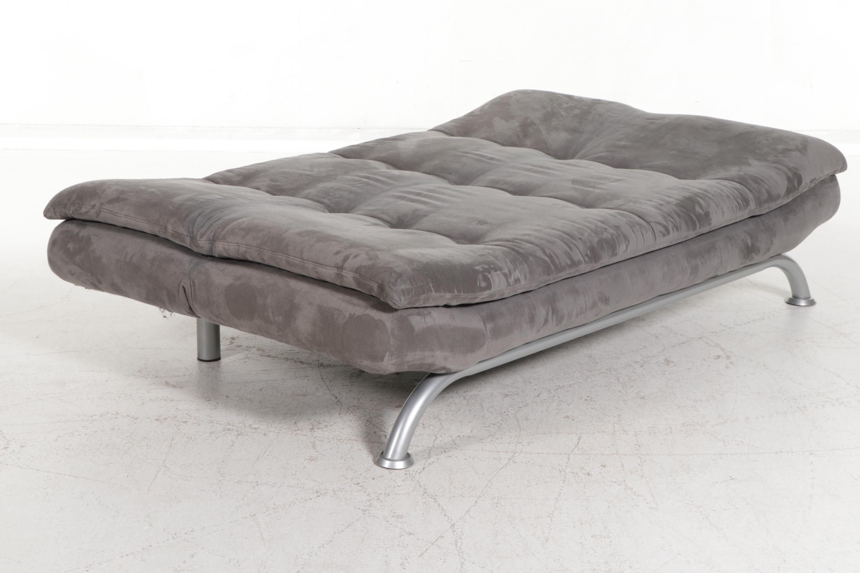 Contemporary Convertible Sofa Bed on Chromed Metal Frame