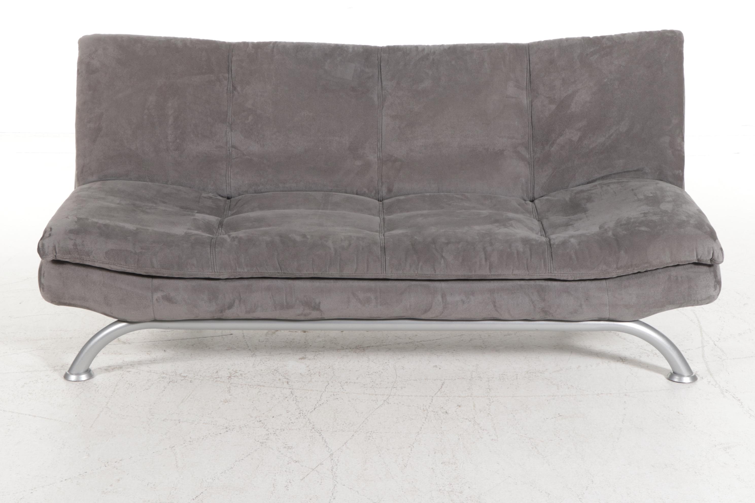 Contemporary Convertible Sofa Bed on Chromed Metal Frame