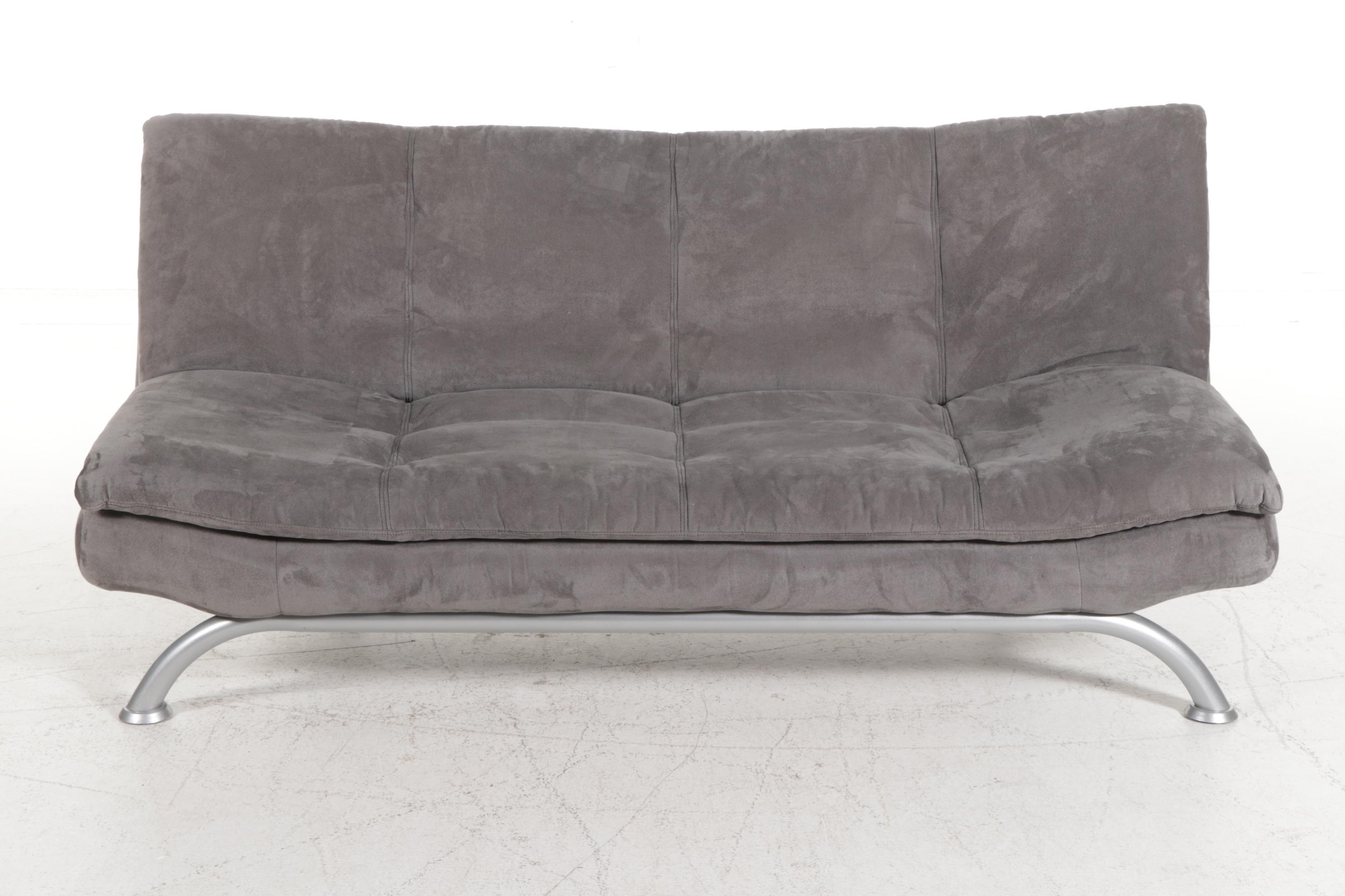 Contemporary Convertible Sofa Bed on Chromed Metal Frame