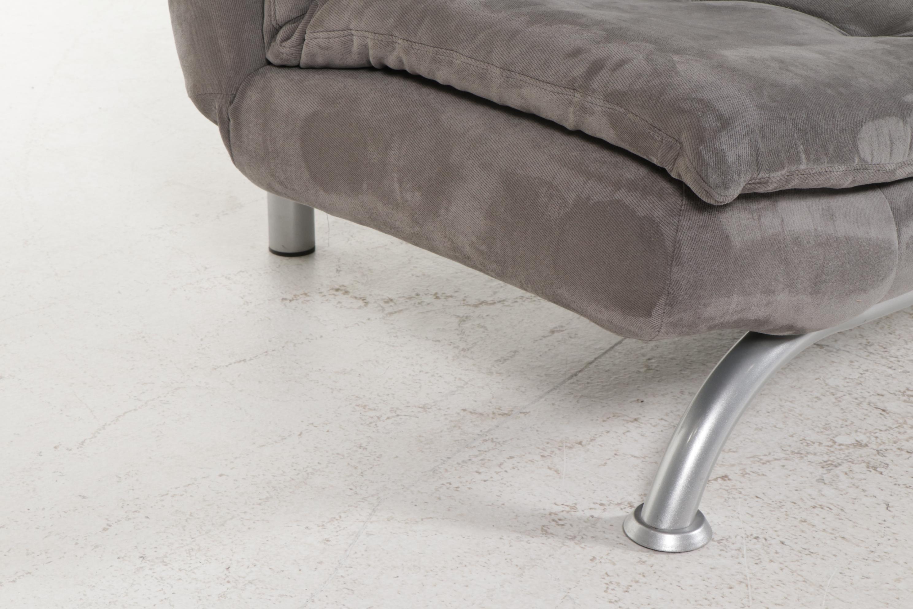 Contemporary Convertible Sofa Bed on Chromed Metal Frame