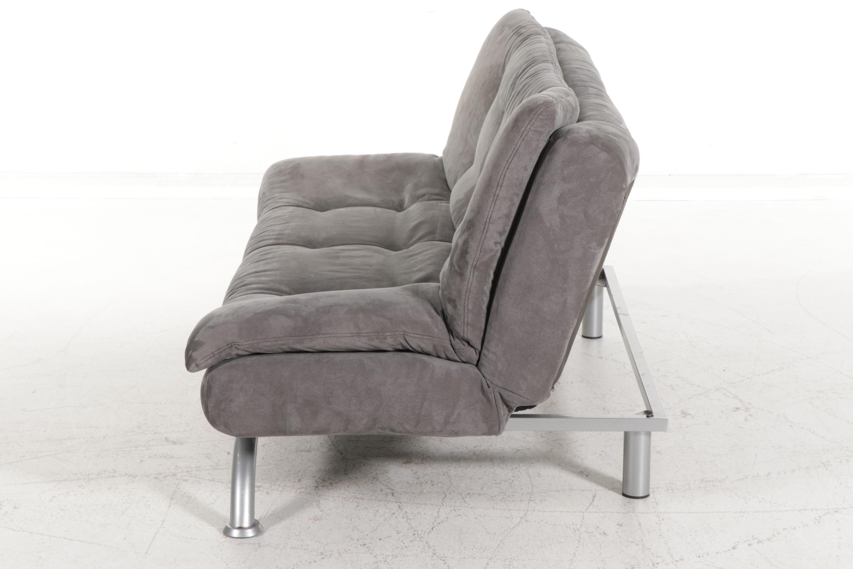 Contemporary Convertible Sofa Bed on Chromed Metal Frame