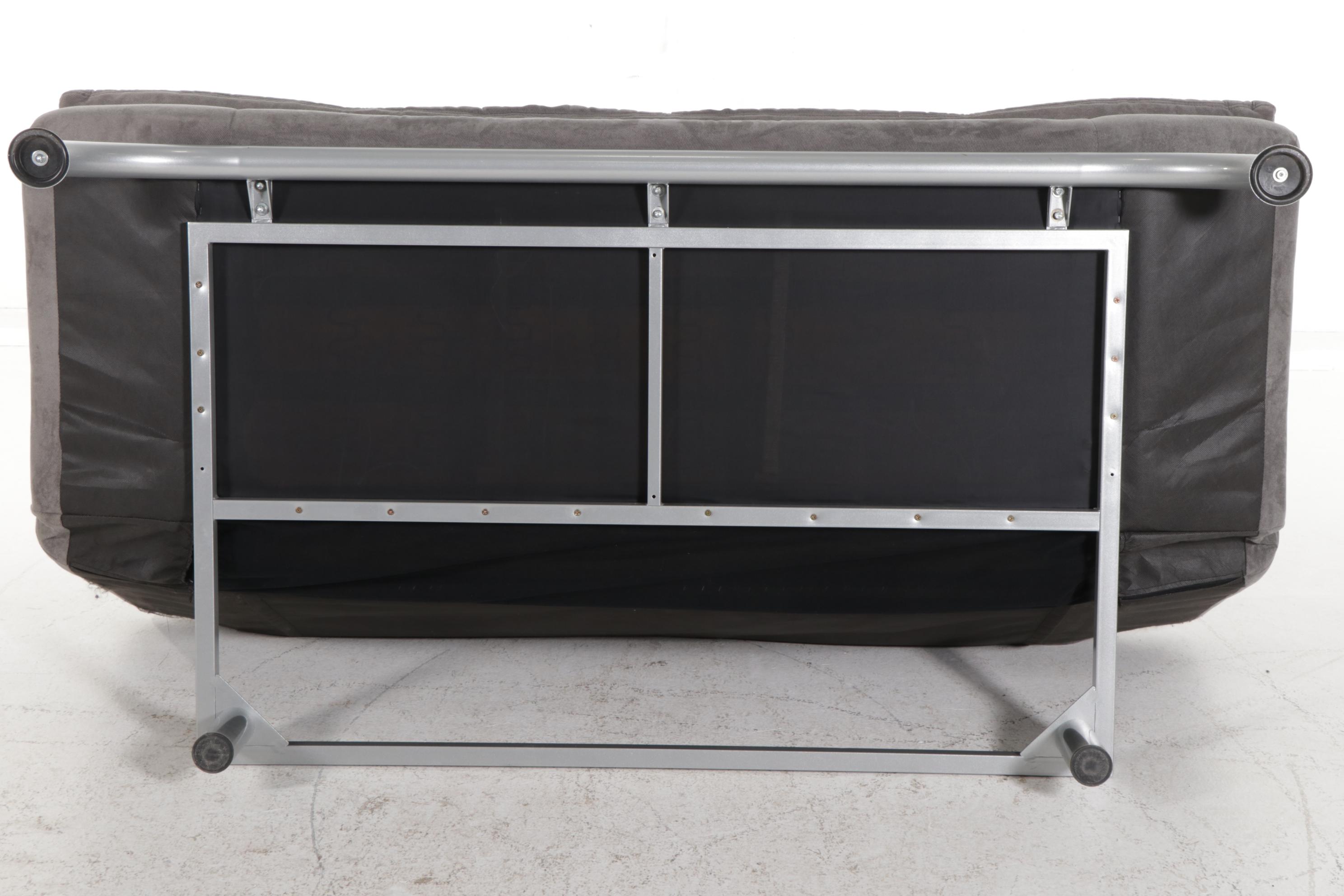 Contemporary Convertible Sofa Bed on Chromed Metal Frame