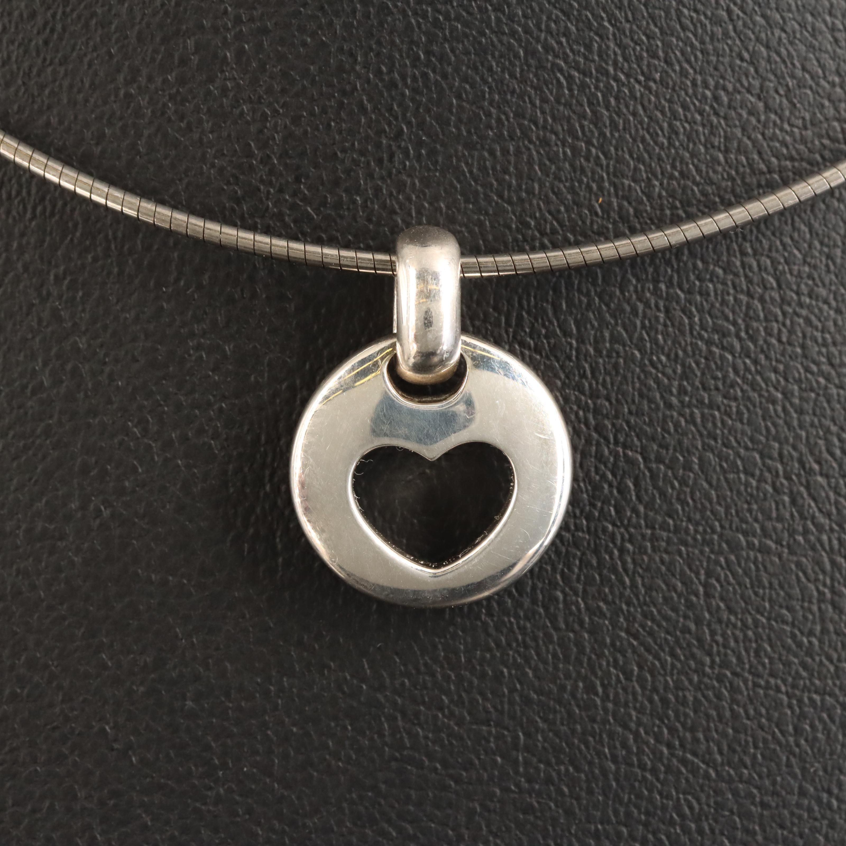 Tiffany & Co. "Stencil" Sterling Heart Pendant Necklace